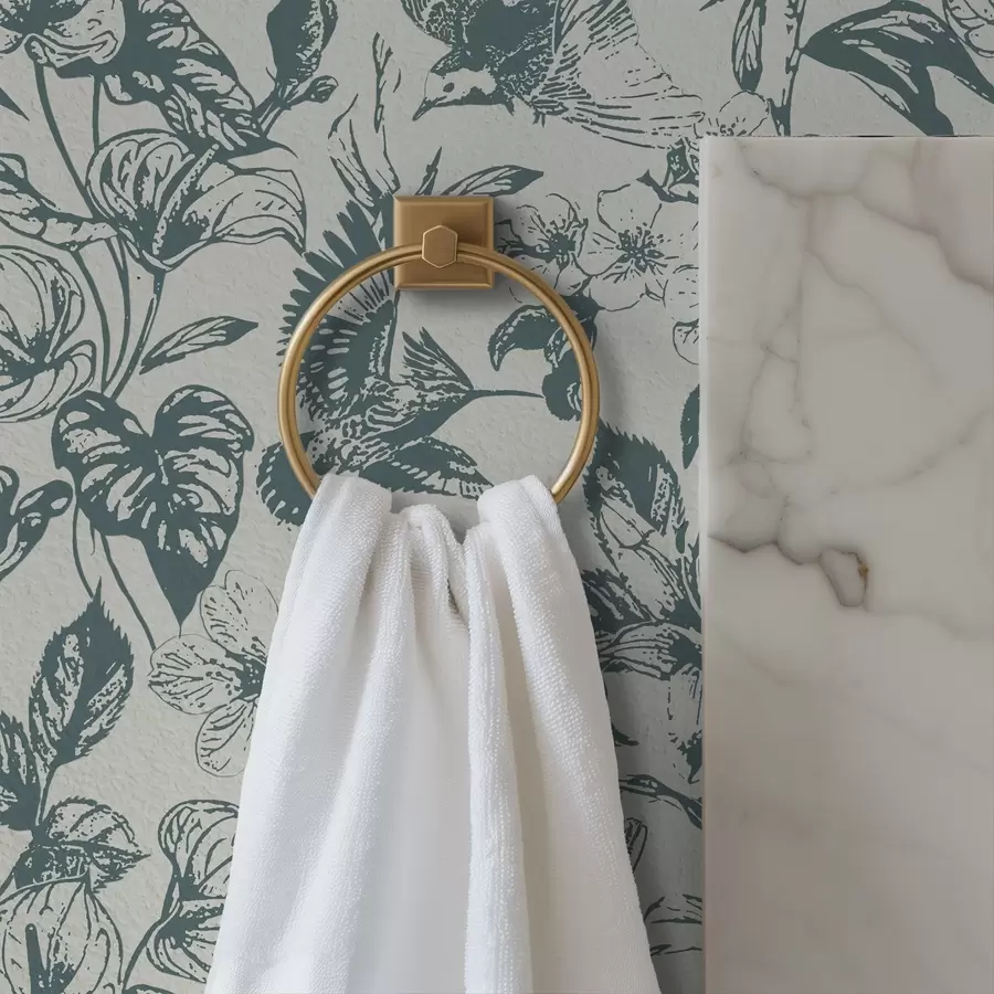 Fototapetes Monochroms ziedu ornamentiņš ar putniem a00737