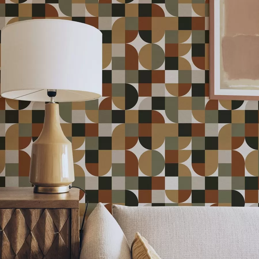 Fototapetes Moduļu ģeometrija siltos zemes toņos a00770