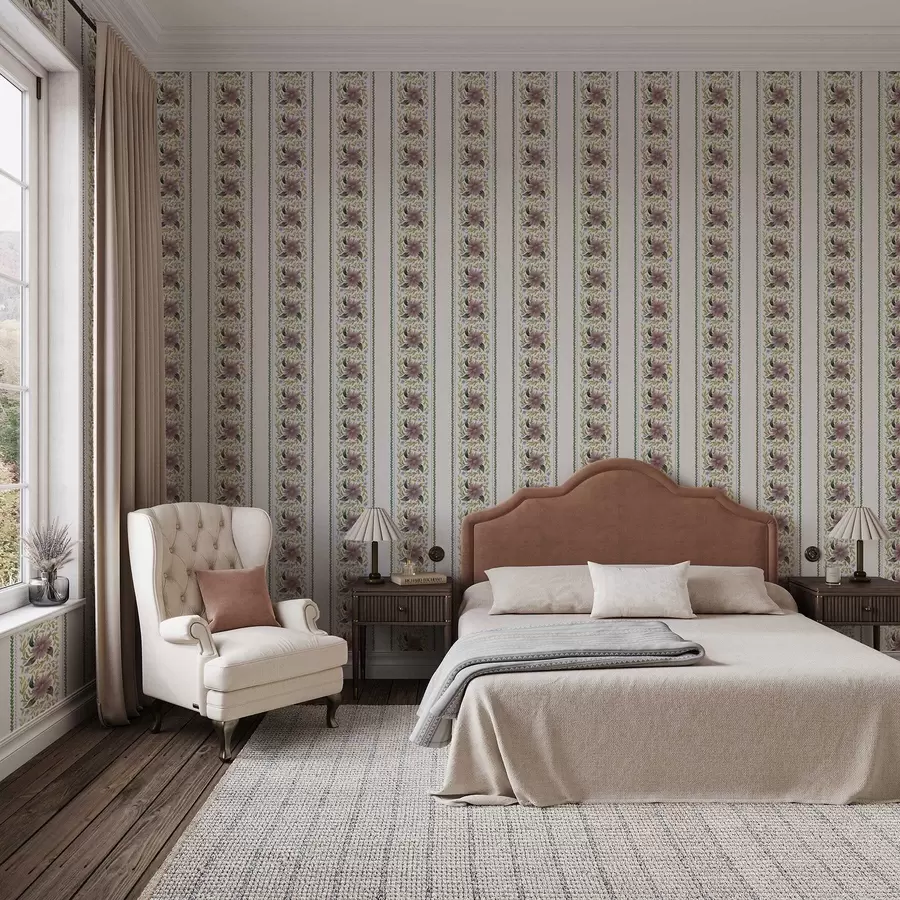 Fototapetes Vertikālas ziedu svītras ziedu-zilos toņos a00809