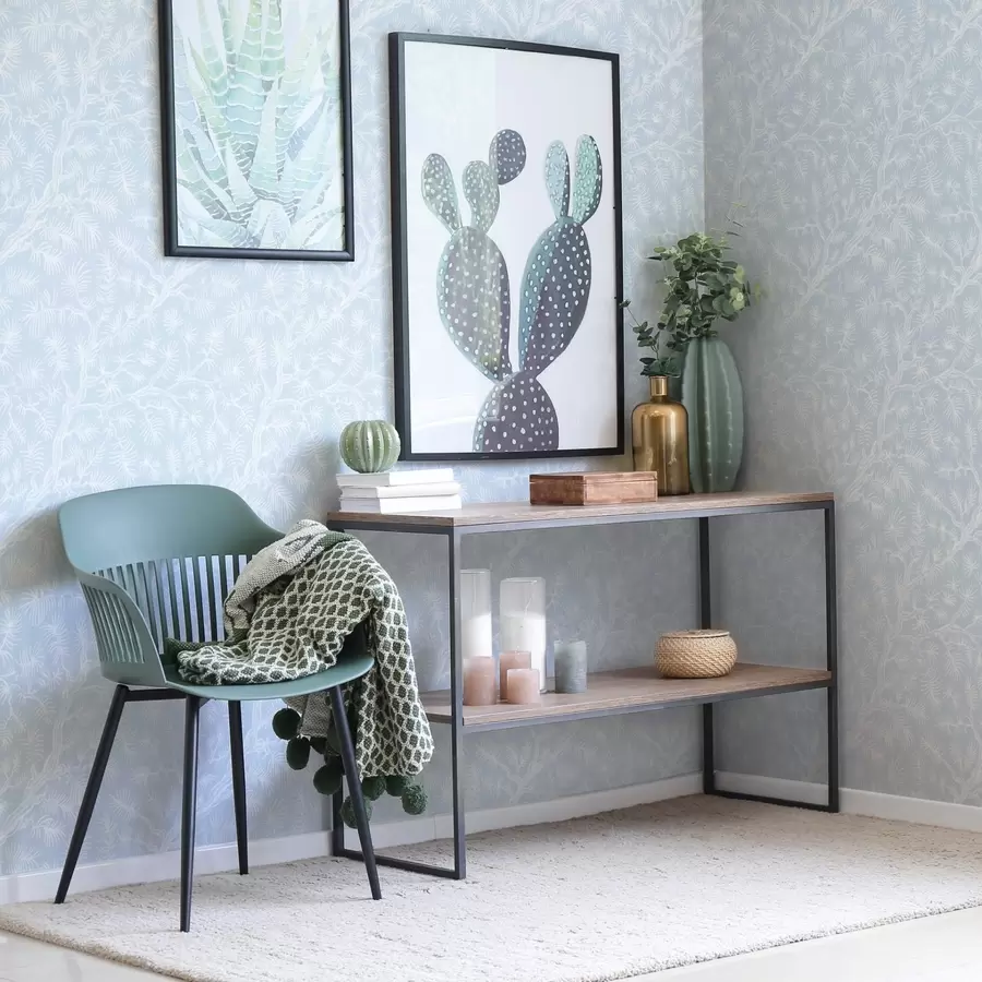 Fototapetes Priežu zari gaišos toņos uz zila fona a00838