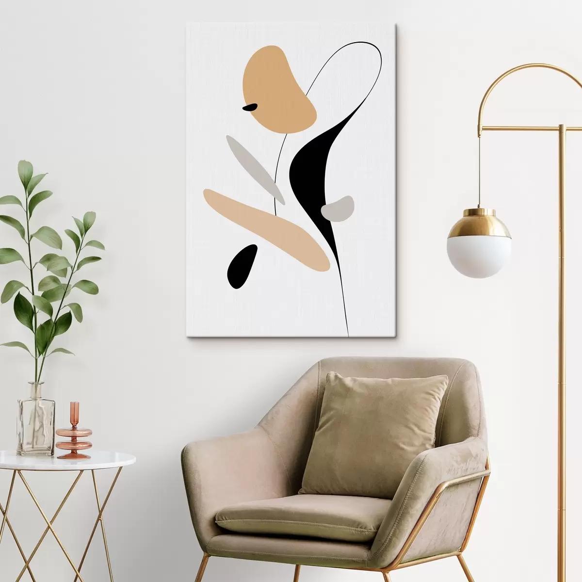 Glezna Abstrakta kompozīcija ar plankumiem un līnijām s46350