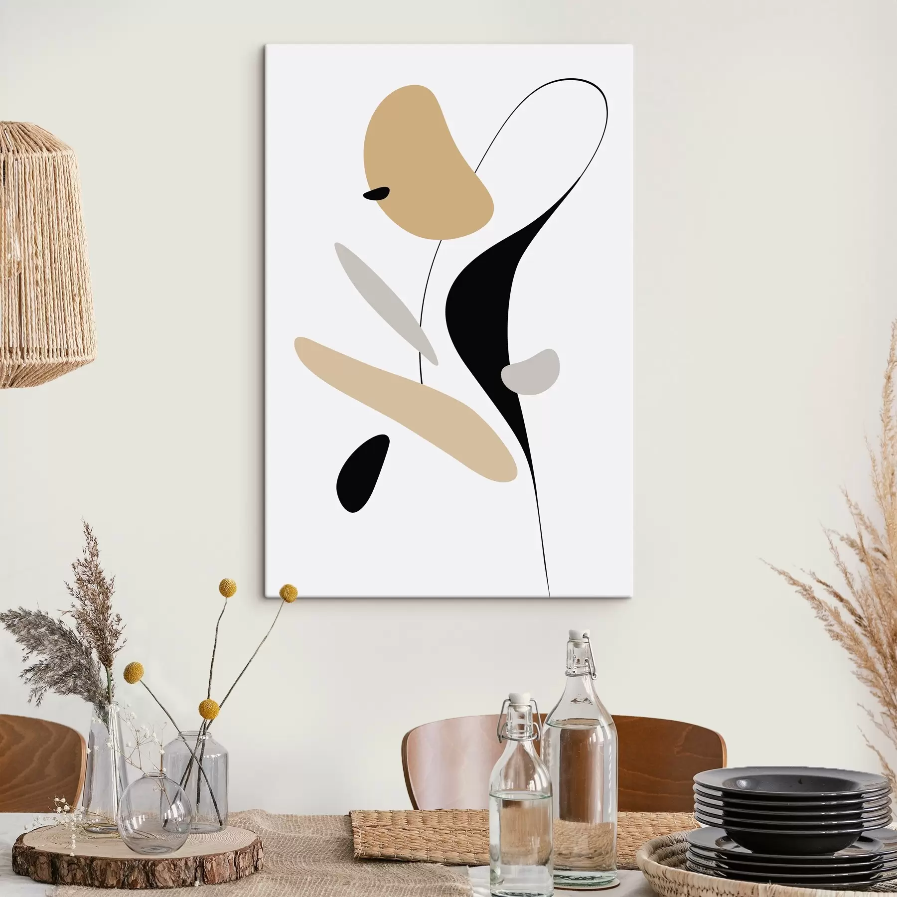 Glezna Abstrakta kompozīcija ar plankumiem un līnijām s46350