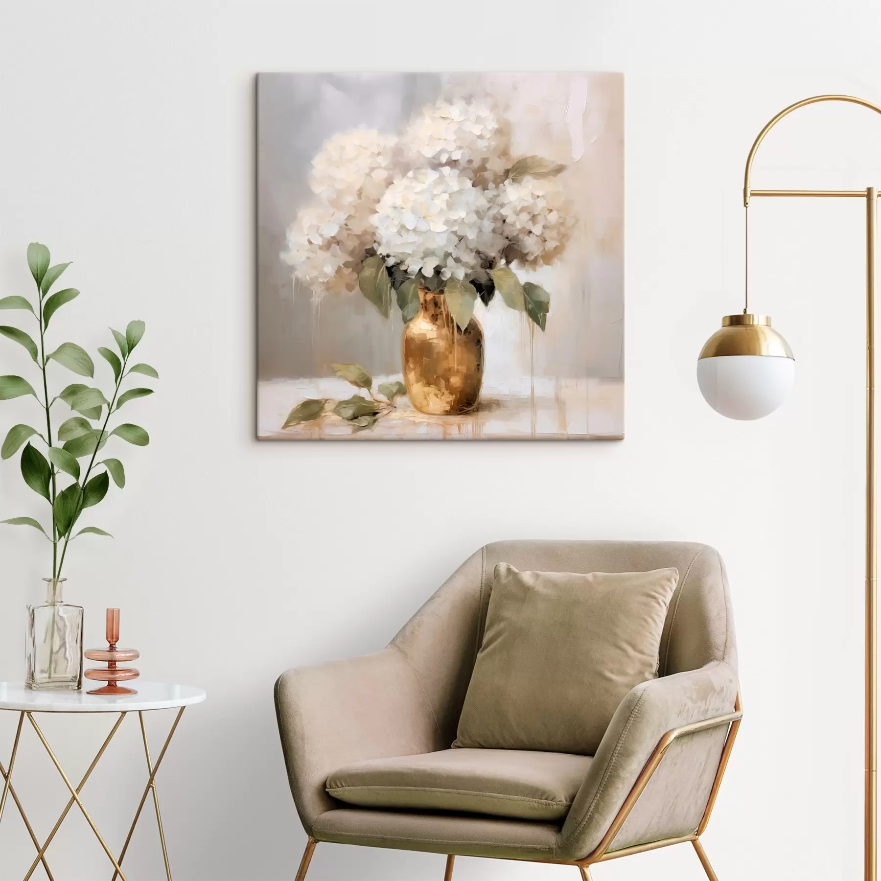 Glezna Delikāts hortenziju pušķis vāzē s46263
