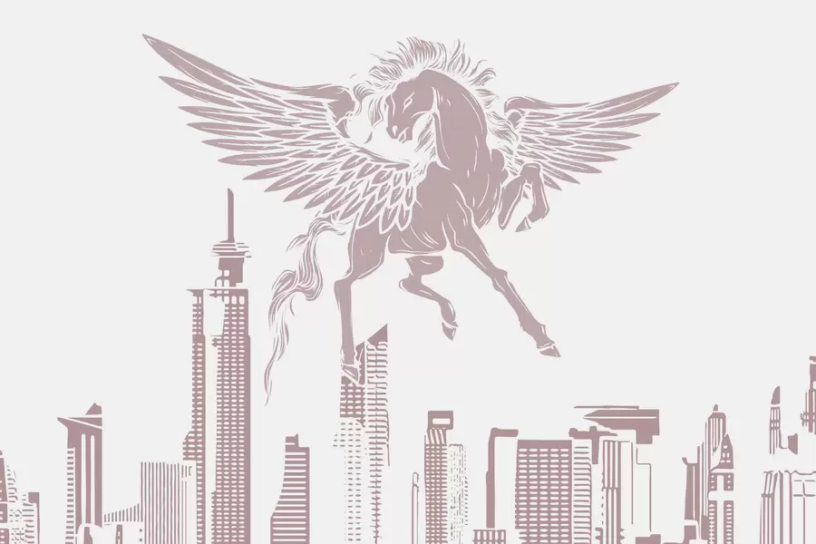 Fototapetes Pegass virs pilsētas w04777