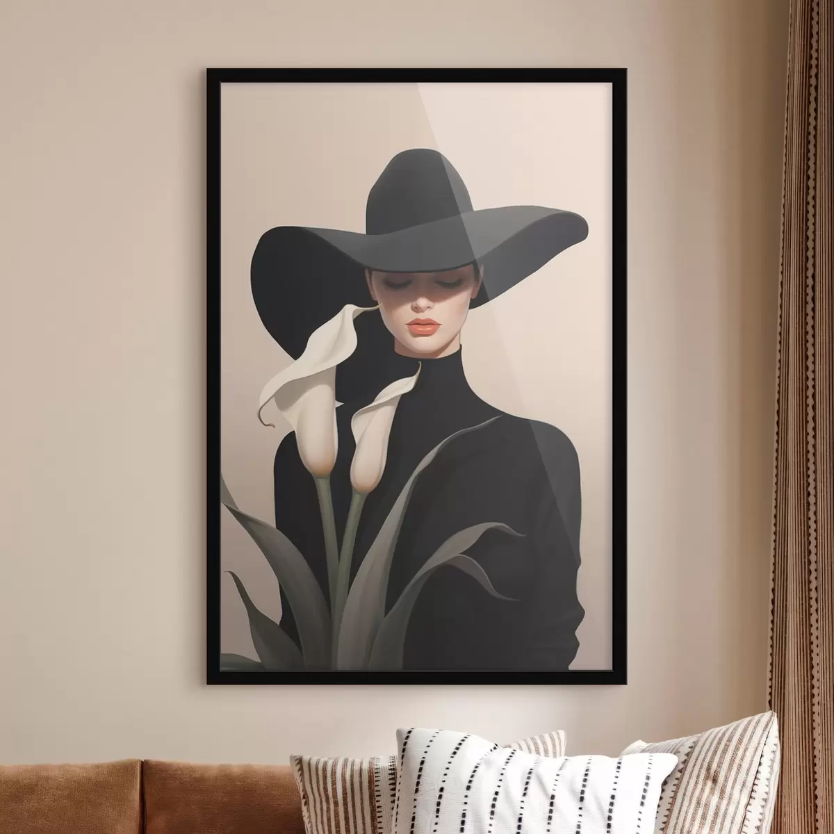 Plakāts Meitene cepurē ar kalas f46420