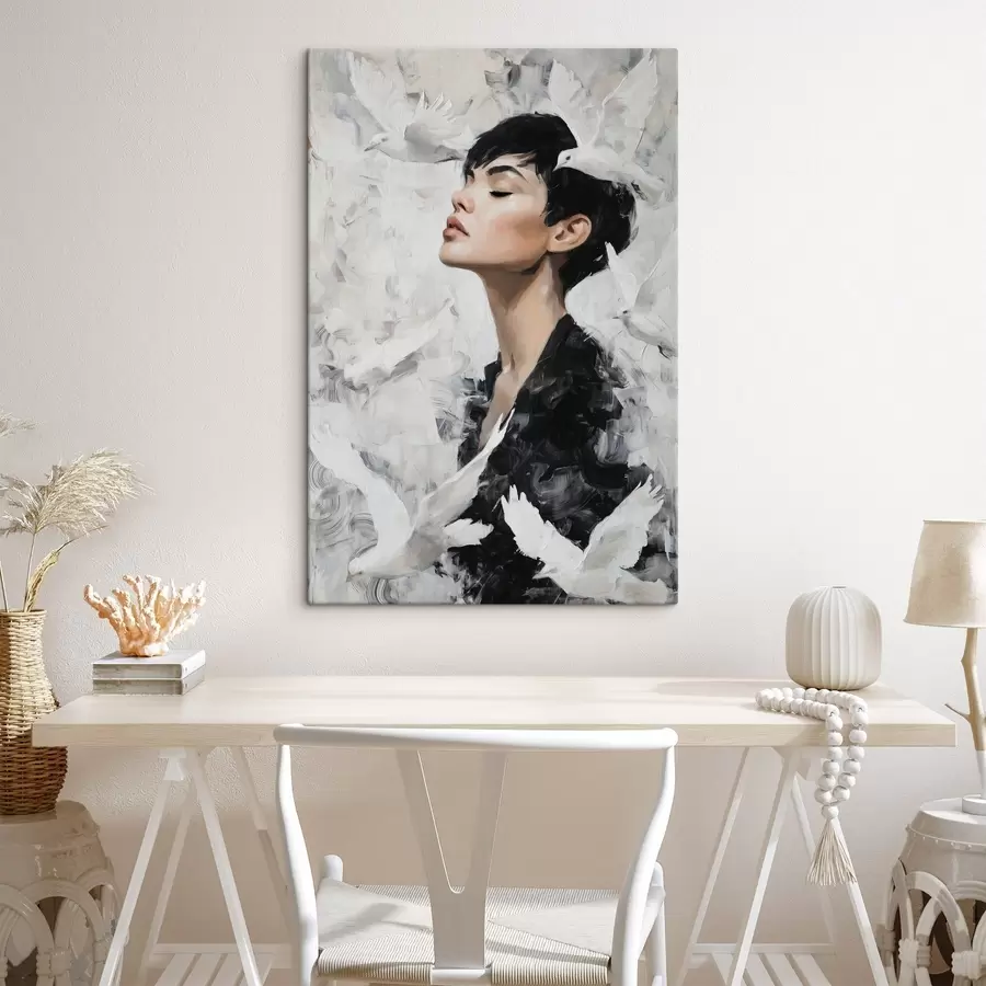 Glezna Meitene un putni s46365