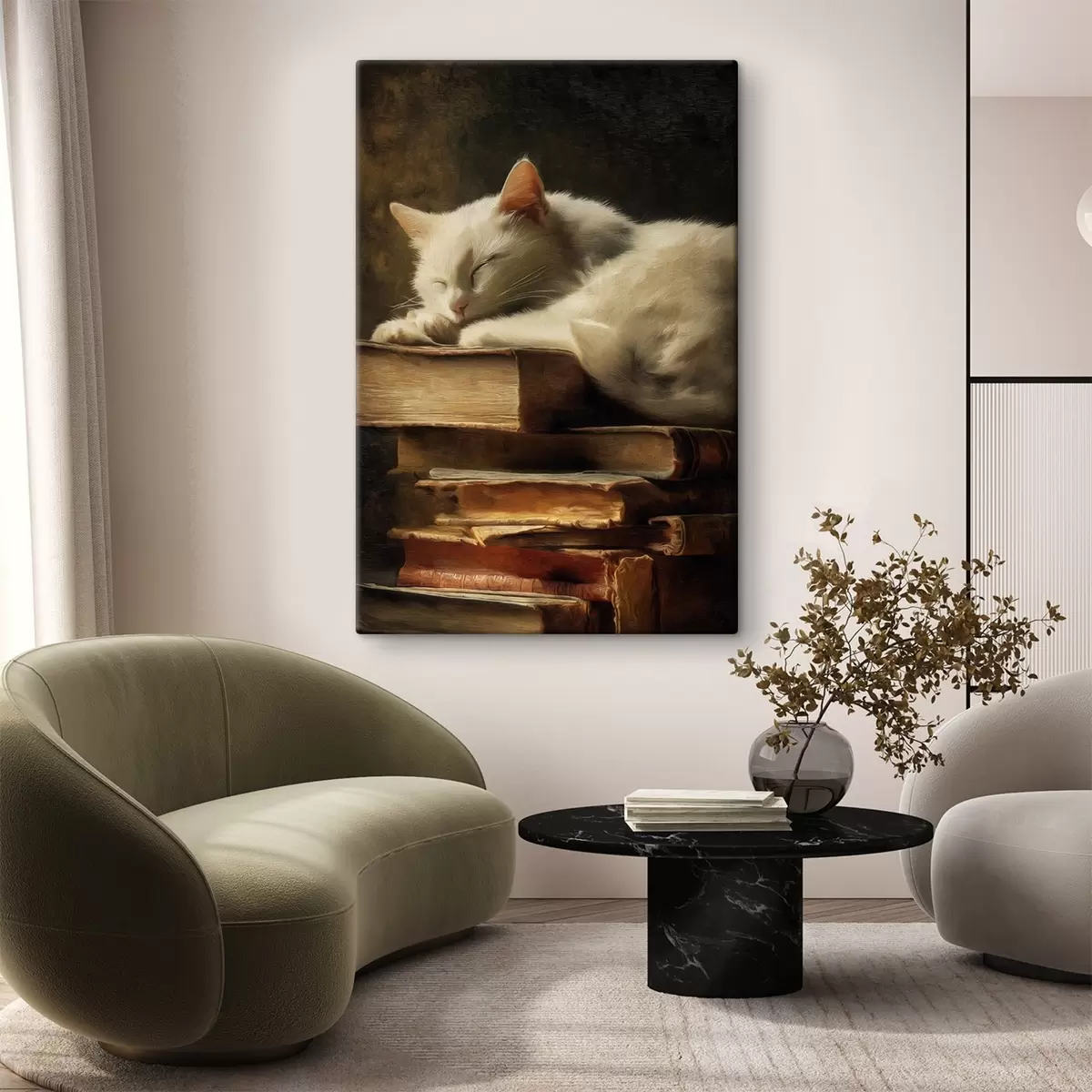 Glezna Kaķis uz grāmatām s46428