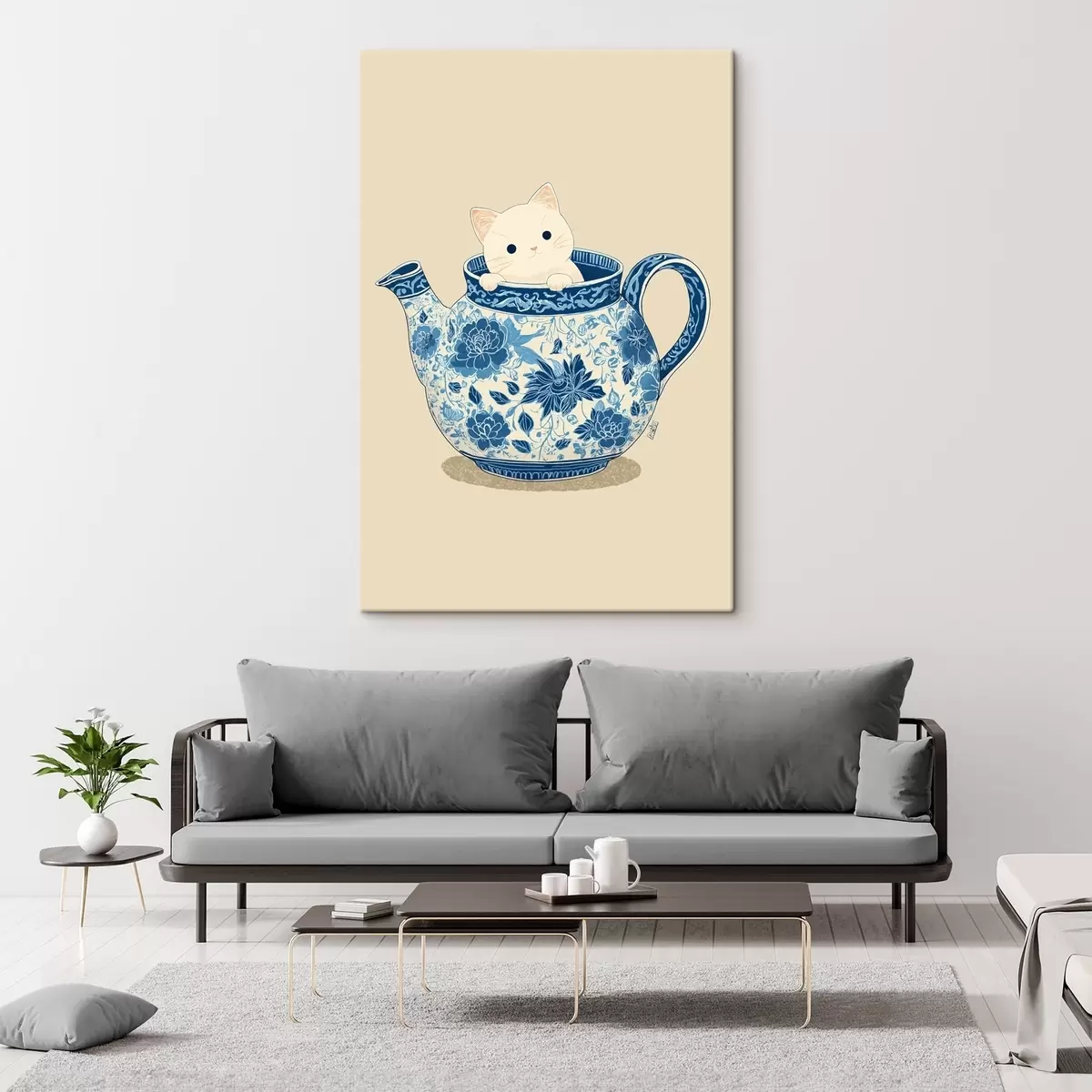 Glezna Kaķis tējkannā s46431