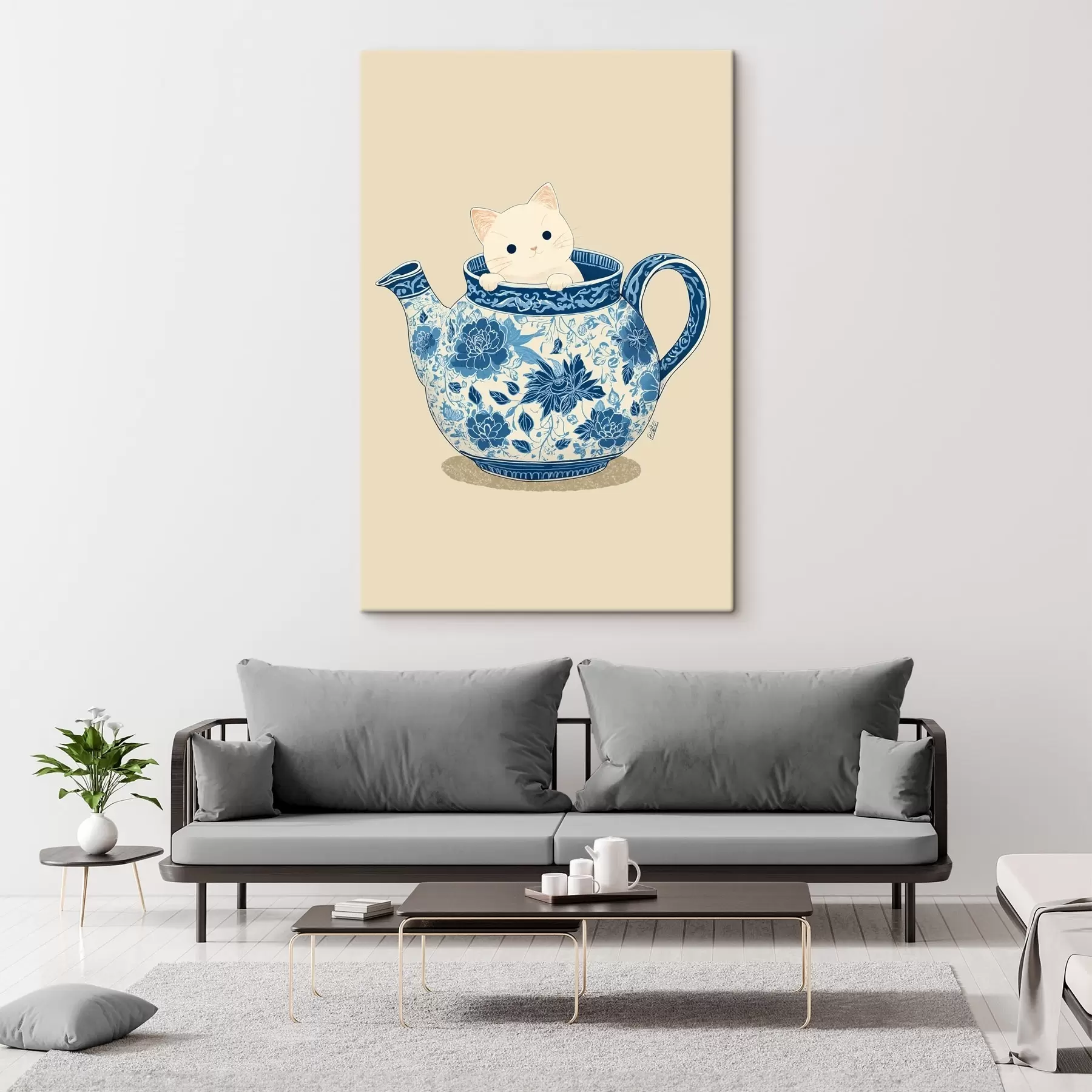 Glezna Kaķis tējkannā s46431