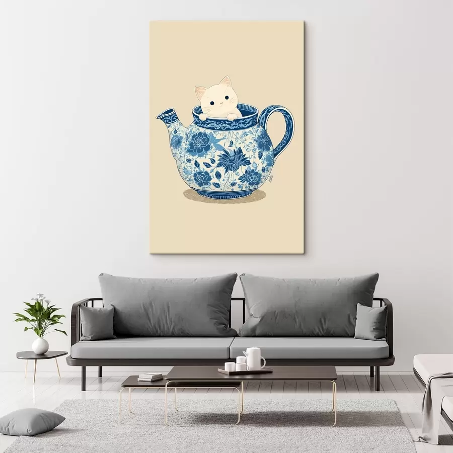 Glezna Kaķis tējkannā s46431