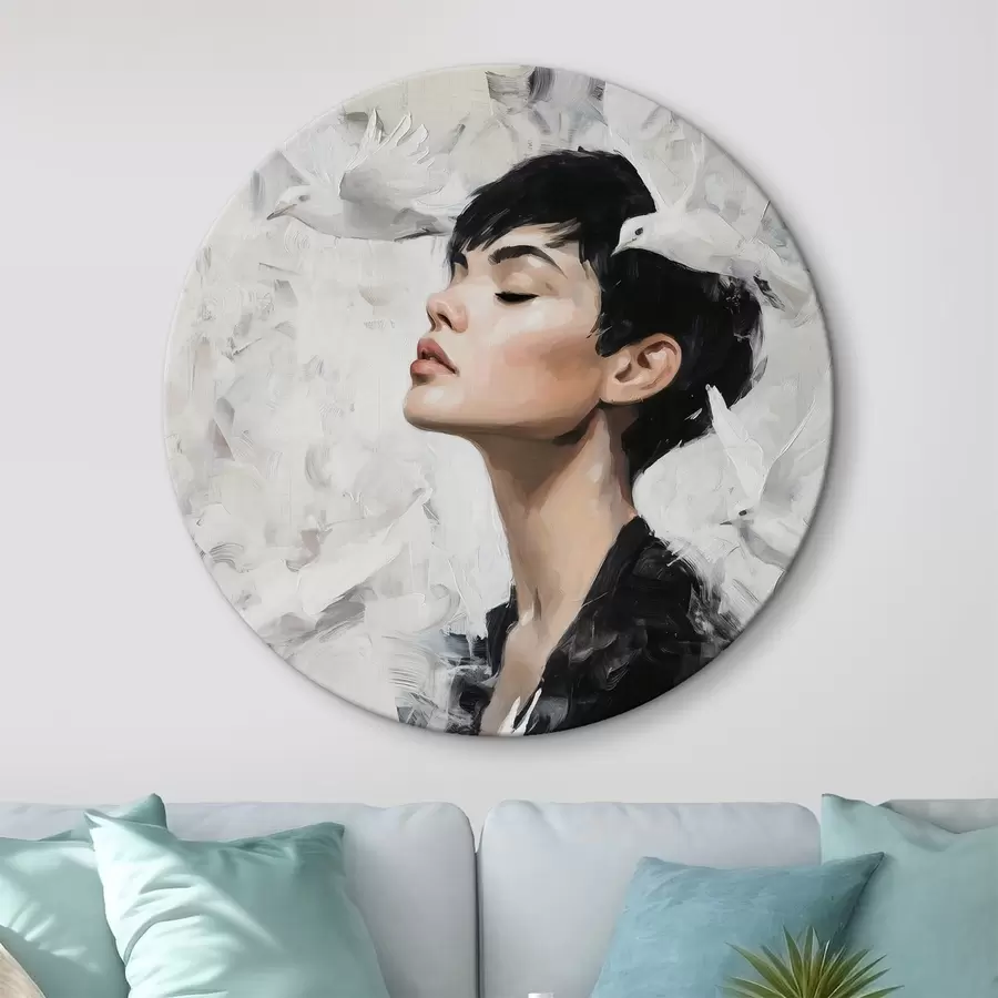 Glezna Meitene un putni r46365