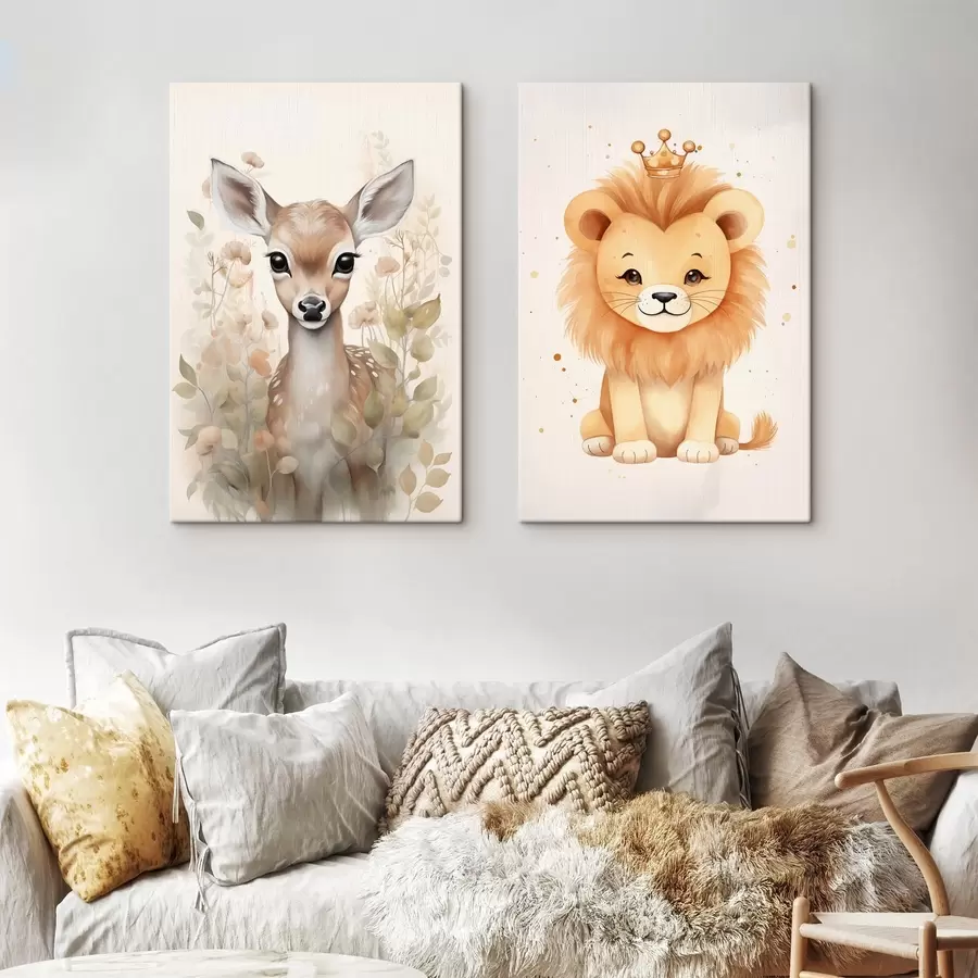 Glezna Briedis un lauva m00922