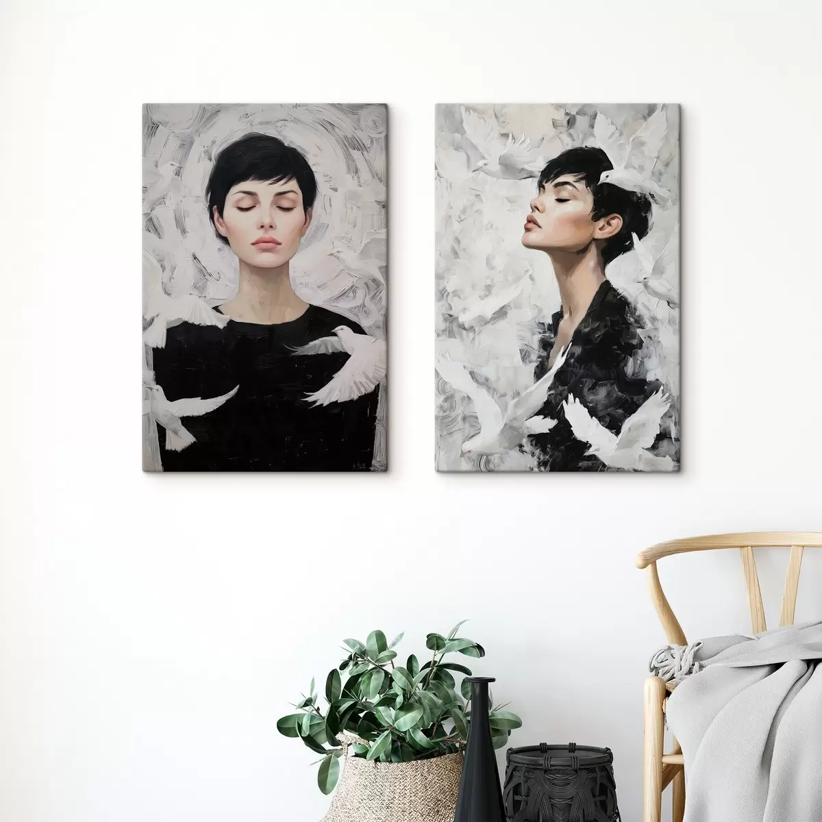 Glezna Sieviete ar baložiem m00923