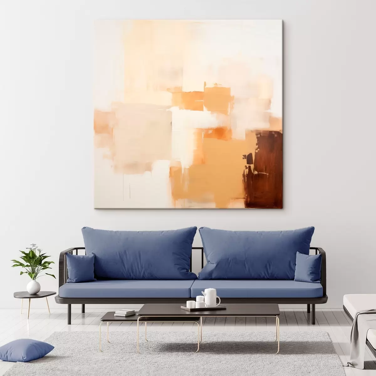 Glezna Bēša un brūna ģeometriskas formas abstraktā stilā s46306