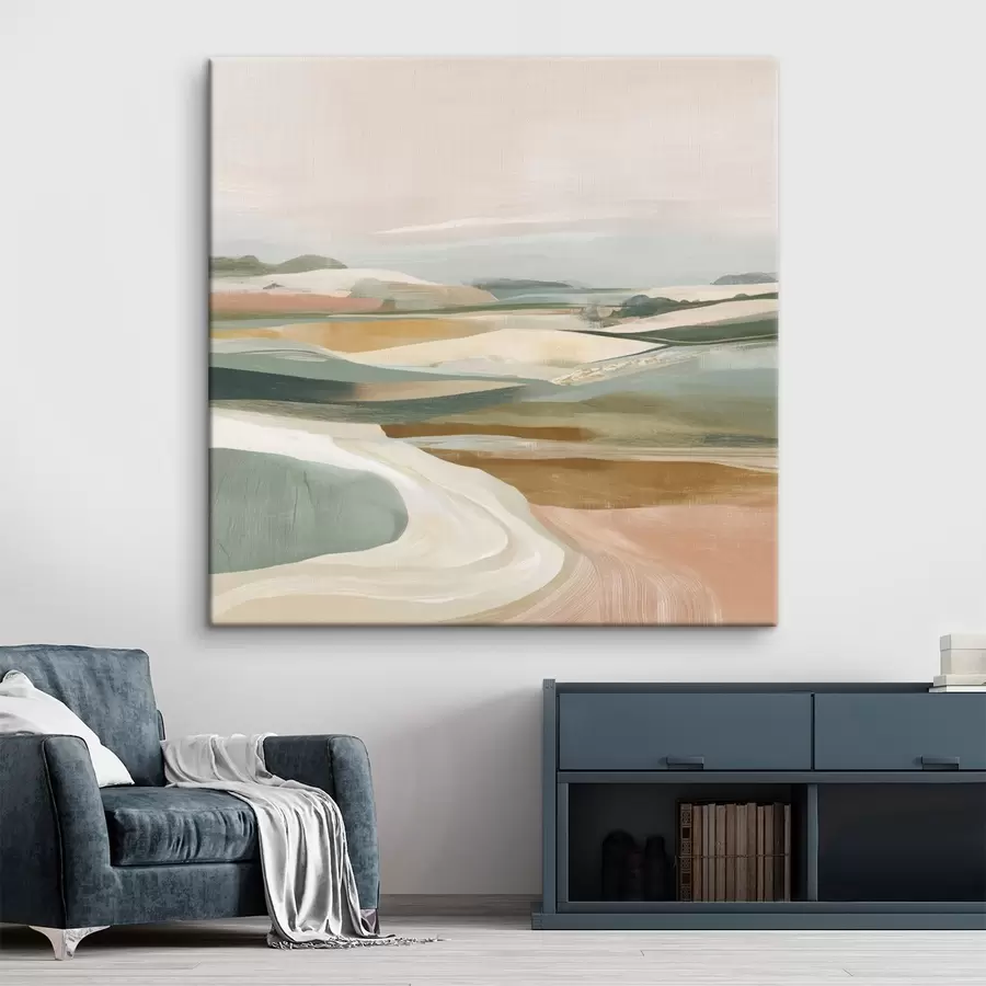 Glezna Lauku skats ar laukiem un ceļu akvareļa stilā s46317