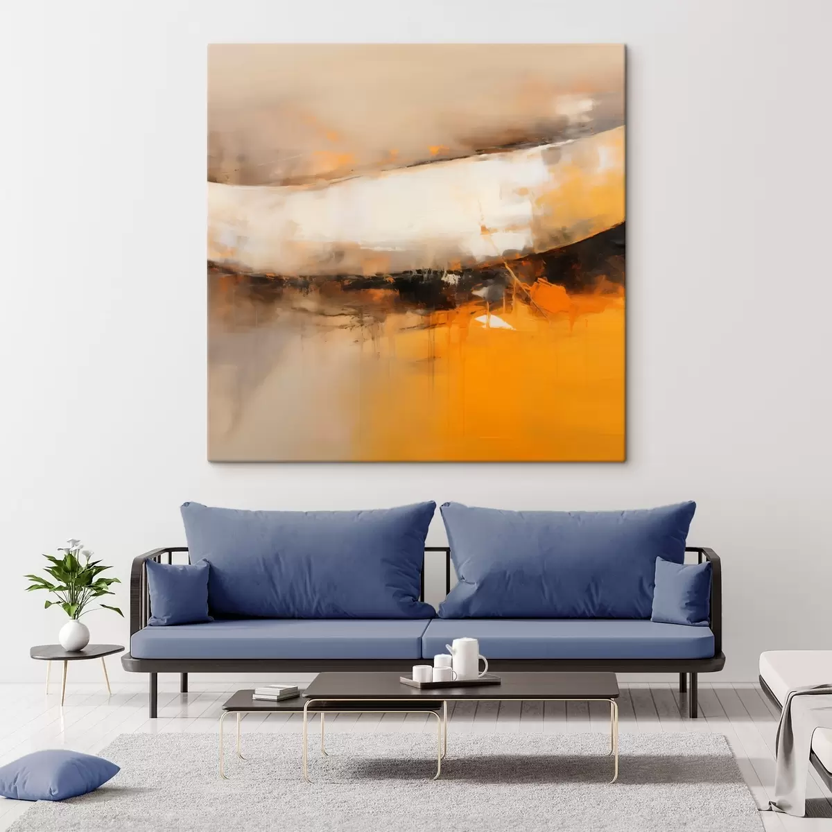Glezna Dinamisks kompozīcija ar oranžiem un tumšiem toņiem s46318