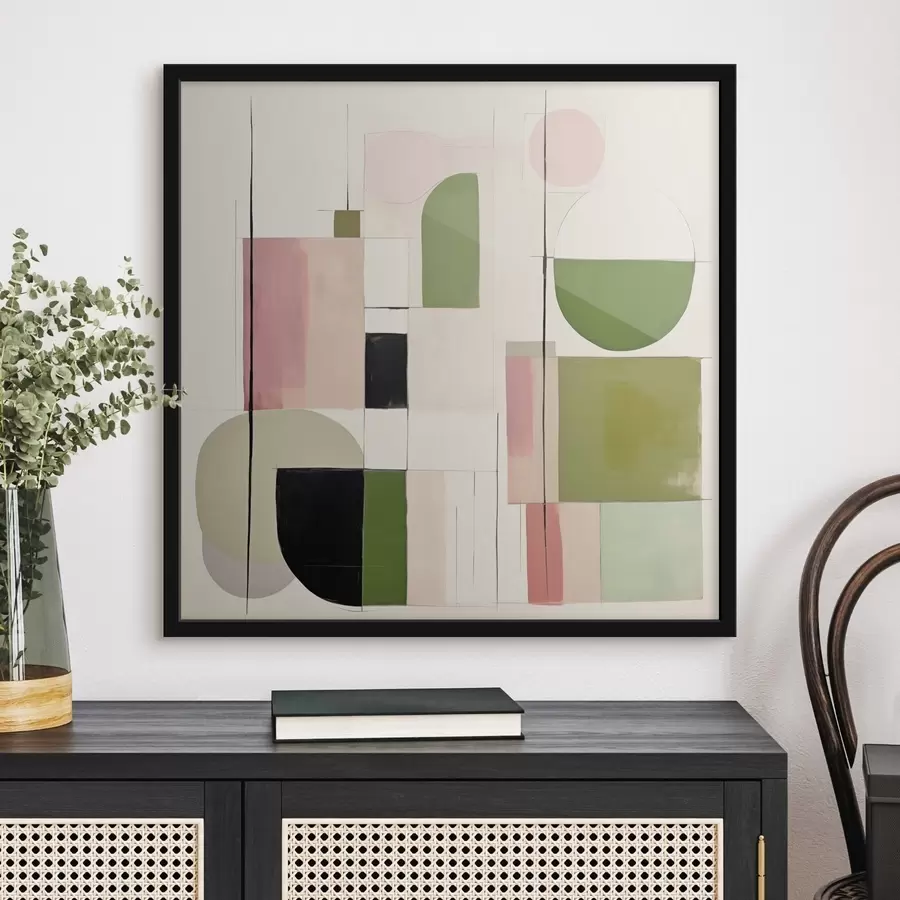 Fototapetes Abstraktā māksla ar krāsainiem blokiem un līnijām f46313