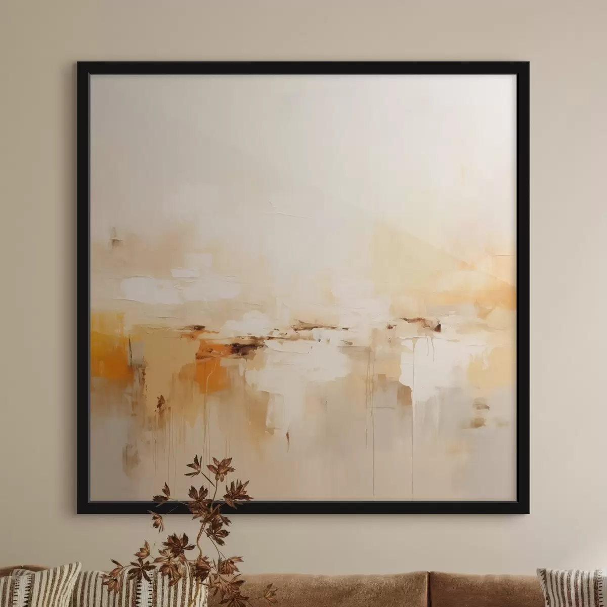 Plakāts Viegla eļļas stila abstrakcija ar oranžiem akcentiem f46315