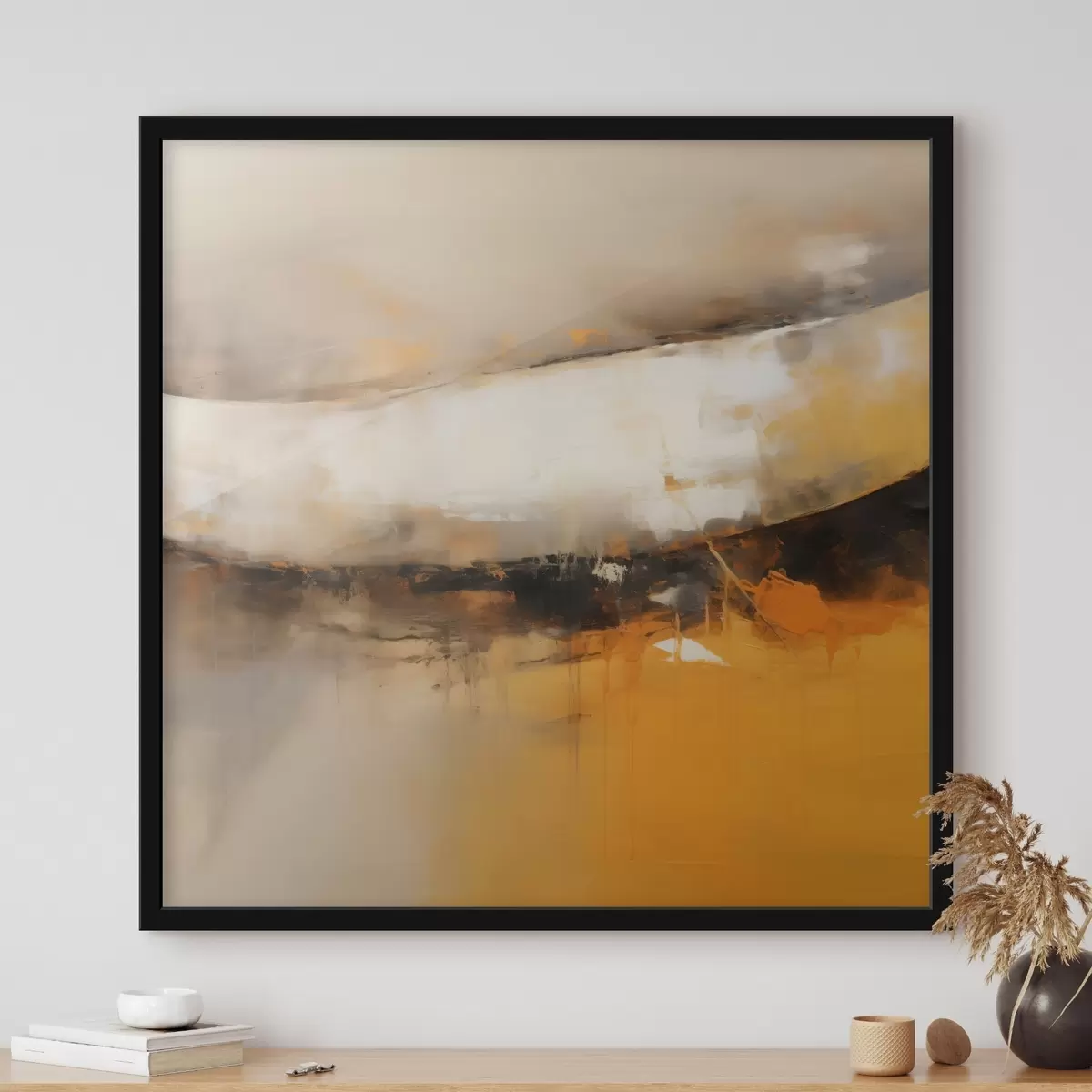 Plakāts Dinamisks kompozīcija ar oranžiem un tumšiem toņiem f46318