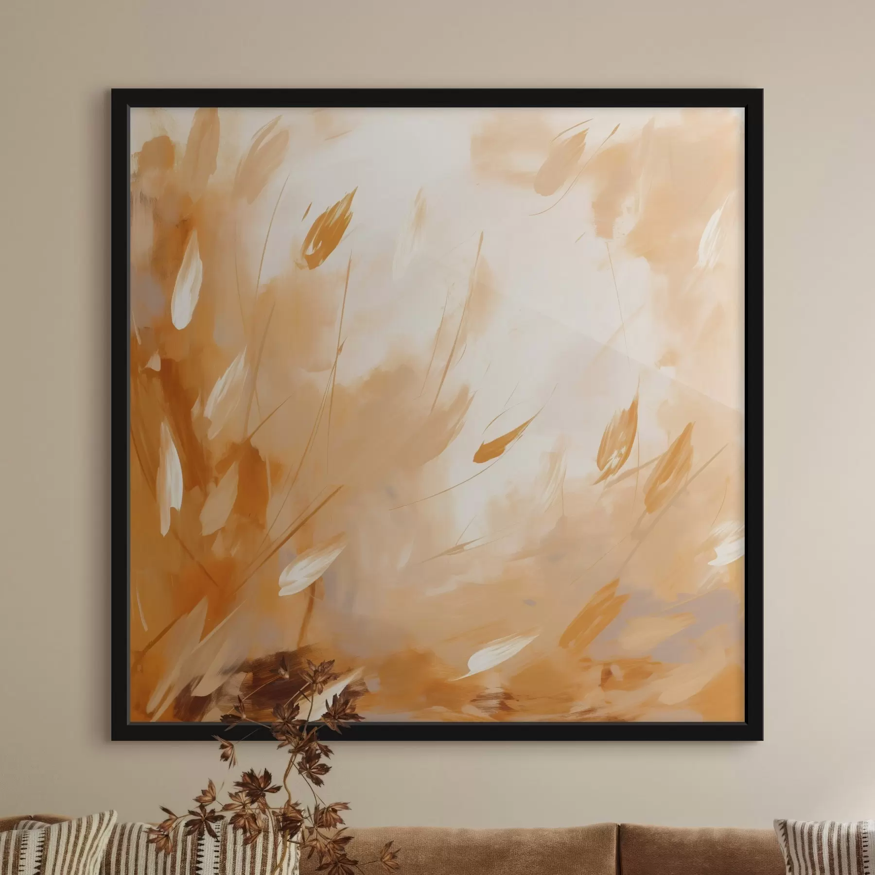 Fototapetes Abstrakti ziedlapiņas un stublāji eļļas stilā f46319