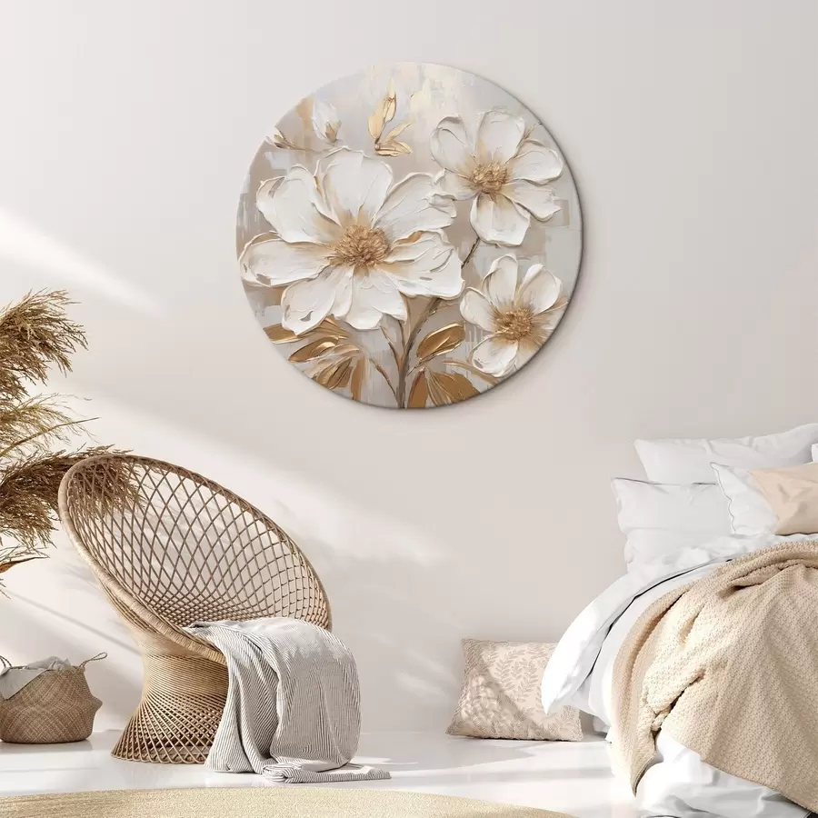 Glezna Teksturēti ziedi uz gaiša fona ar siltām nokrāsām r46166