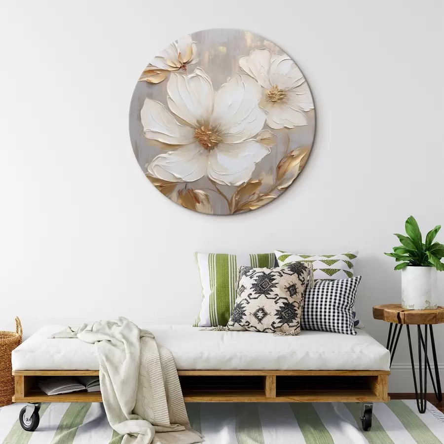 Glezna Lieli teksturēti ziedi ar krāsas triepieniem siltā krāsu gamā r46176