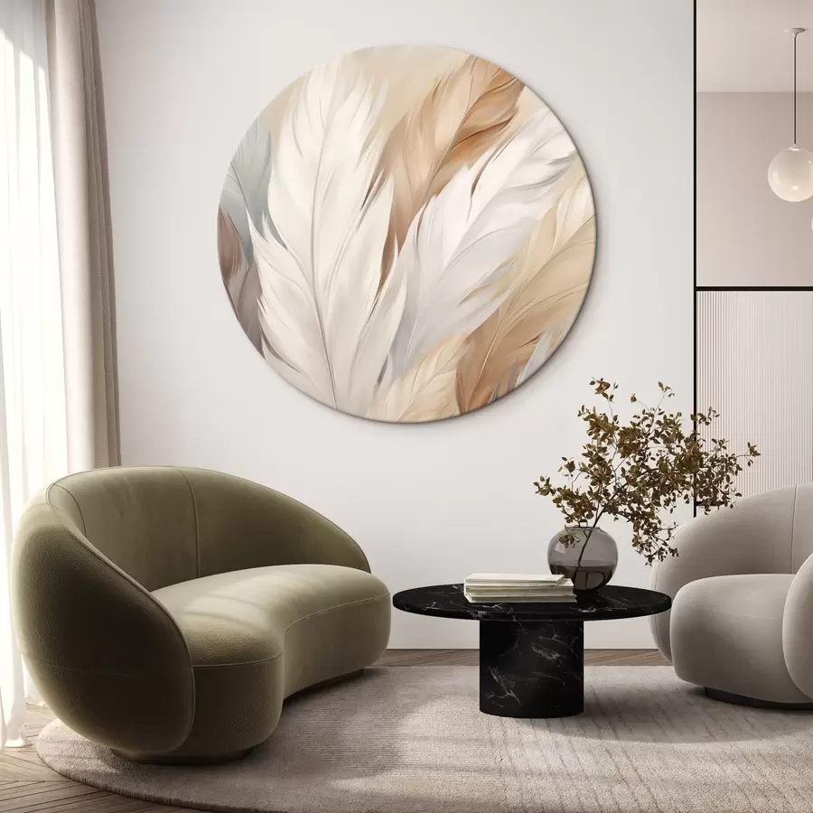 Glezna Mīkstas spalvas smilškrāsā un pelēkā tonī r46190