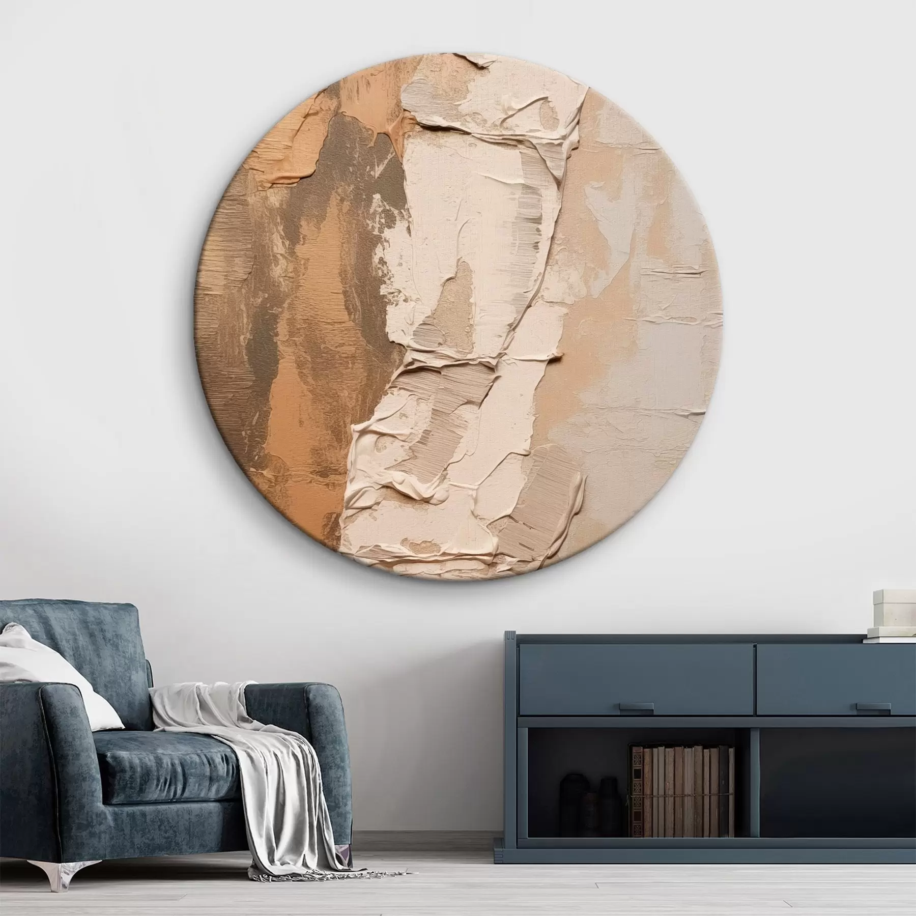 Glezna Abstrakta glezna ar bieziem triepieniem, smilškrāsas un brūnos toņos, faktūru virsmu, neitrālu krāsu paleti r46272