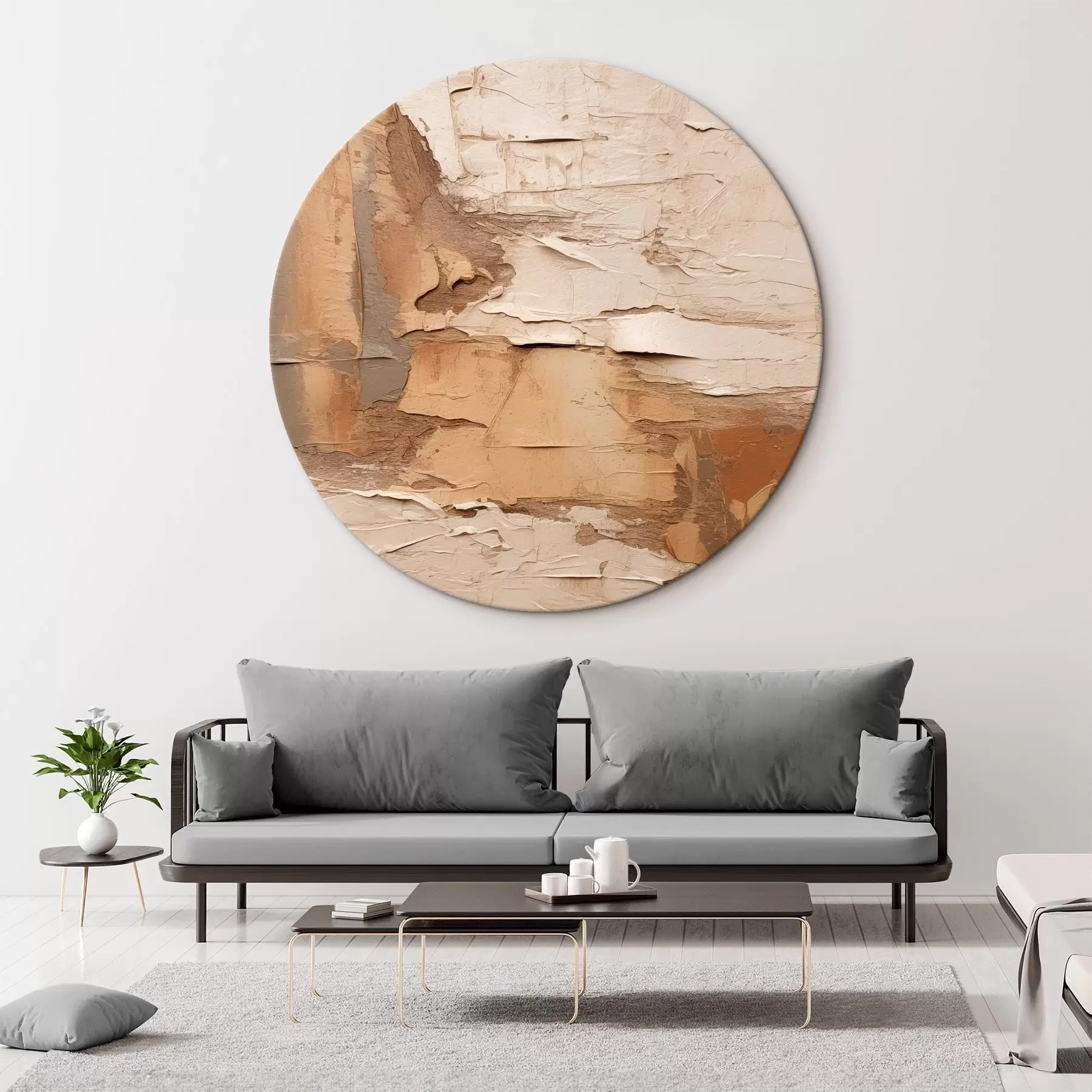 Glezna Abstrakta glezna ar bieziem triepieniem, smilškrāsas un brūnos toņos, faktūru virsmu, neitrālu krāsu paleti r46273