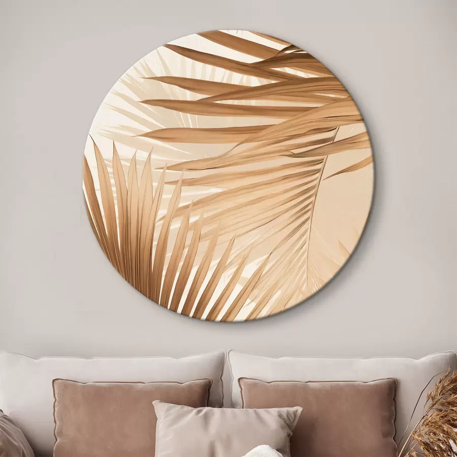 Glezna Abstraktas palmu lapas brūnos toņos, tropiskas, botāniskas, dabas, minimālistiskas, elegantas, moderns dizains r46275