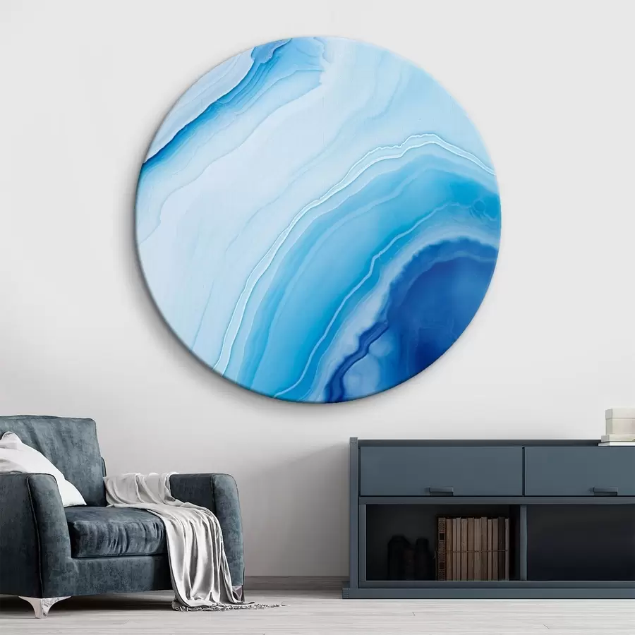 Glezna Abstrakts zils un balts agata raksts, virpuļojošas līnijas un gradienti, gluda tekstūra, modernā māksla, minimālisms r46290