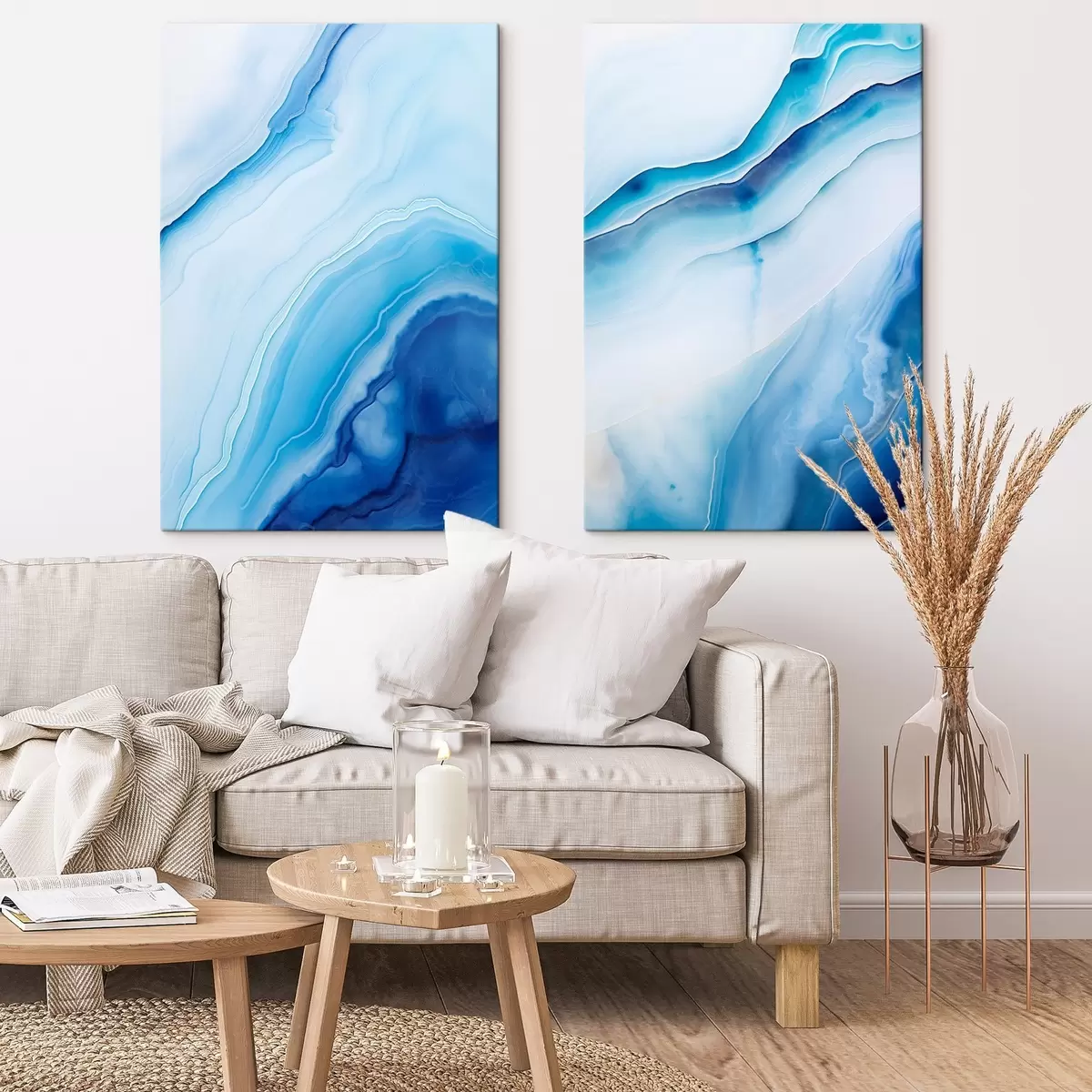 Glezna Abstrakts zils un balts agata raksts, virpuļojošas līnijas un gradienti, gluda tekstūra, modernā māksla, minimālisms m00888