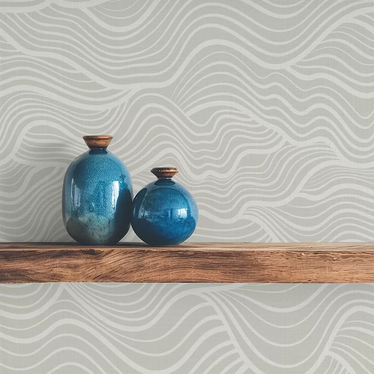 Tapetes Viļņi uz pelēkā olīvu fona ar auduma tekstūru a00681