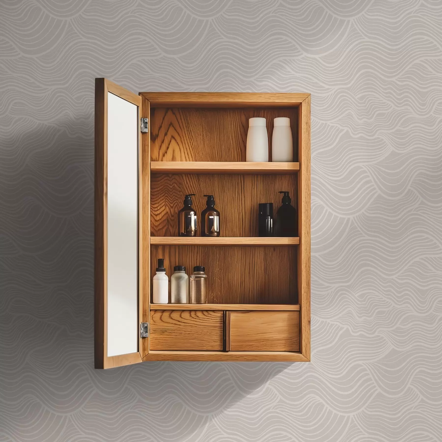 Fototapetes Tone-on-tone viļņotas līnijas uz siltā smilškrāsā fona a00681v1