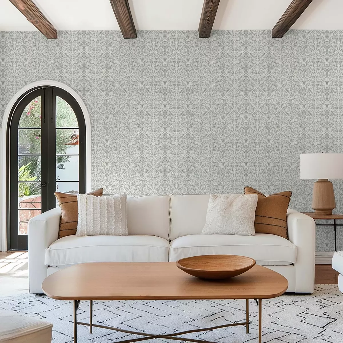 Tapetes Lacy uzņem krēmbalta ar tirkīza kontūru a00815v4