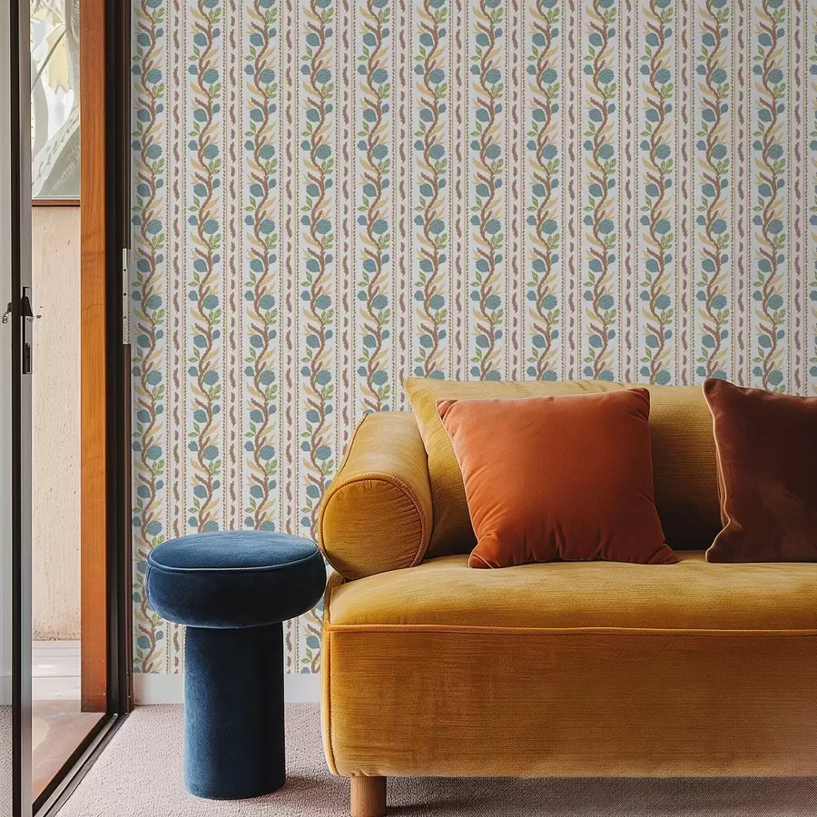 Fototapetes Vertikālas pušķa svītras ar ziliem ziediem a00816v2