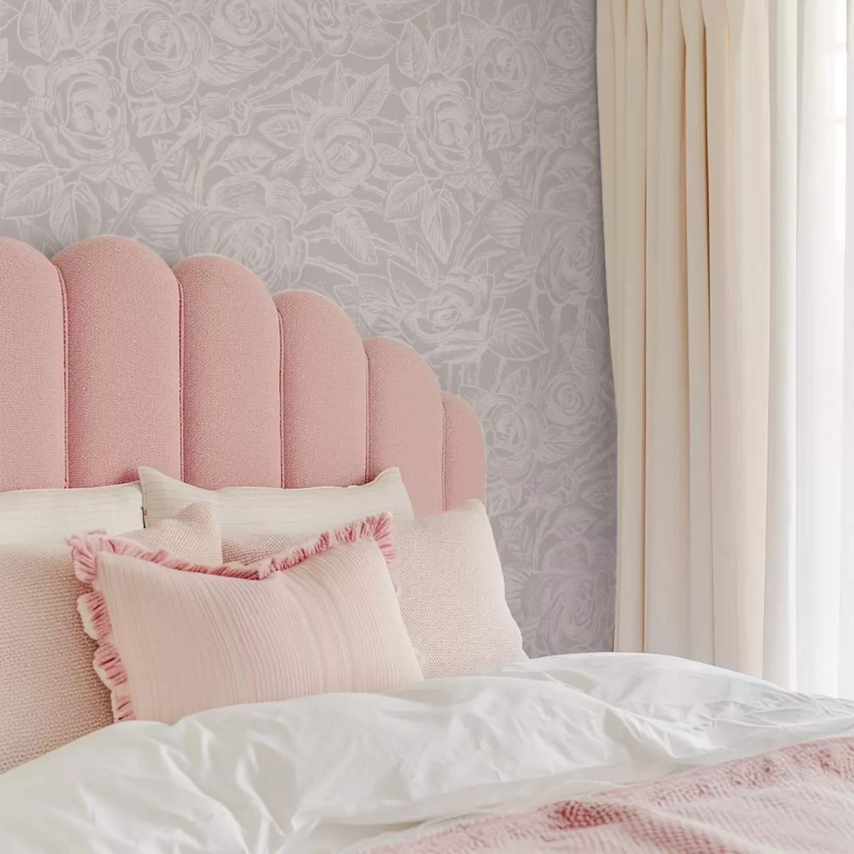 Tapetes Gravētas rozes uz gaiši pelēkā fona a00841v1