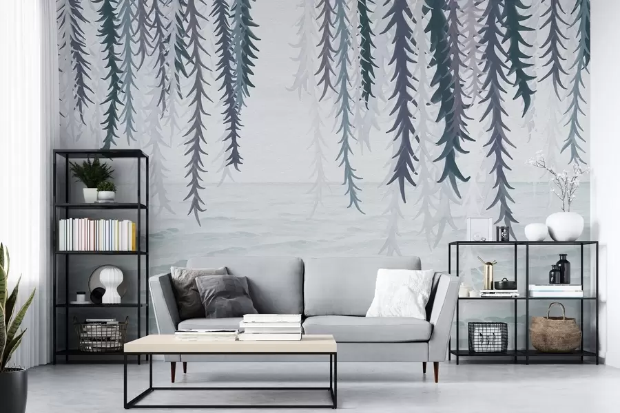 Fototapetes Delikātas vīnogulāju vīnogulāji, kas karājas virs ūdens akvareļa stilā w04830v3