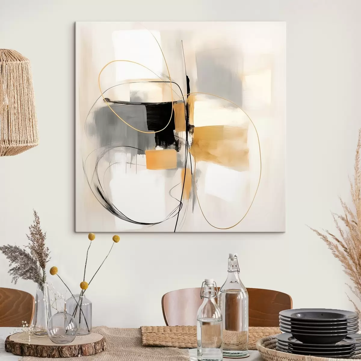 Glezna Abstrakts, līnijas un formas eļļas stilā s46322