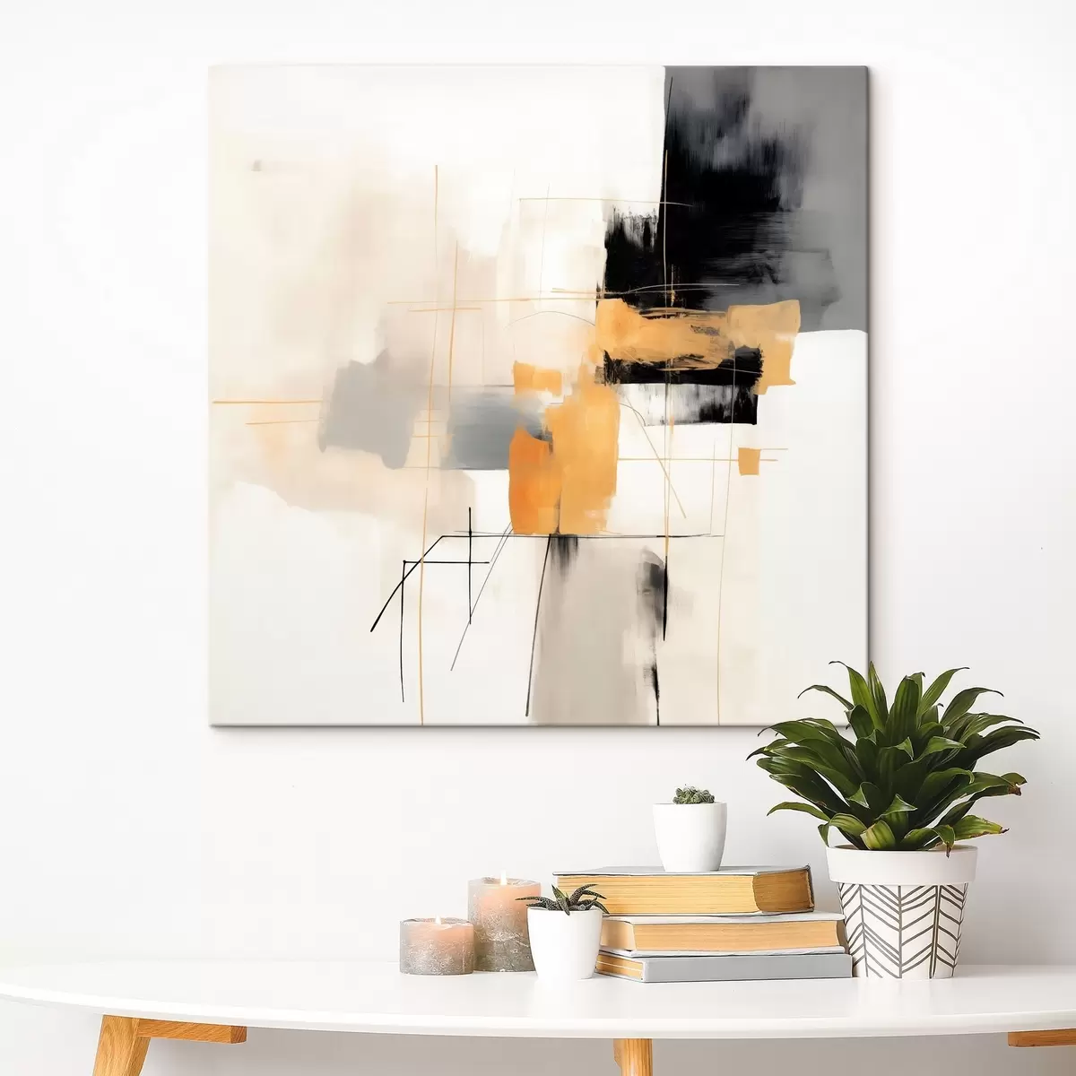 Glezna Mūsdienīga krāsojuma, smilškrāsas, persiku un grafīta akcenti s46323