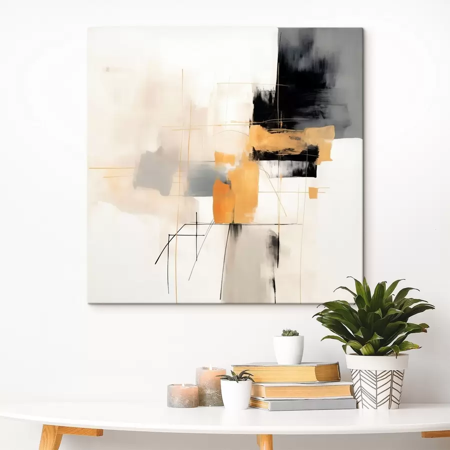 Glezna Mūsdienīga krāsojuma, smilškrāsas, persiku un grafīta akcenti s46323