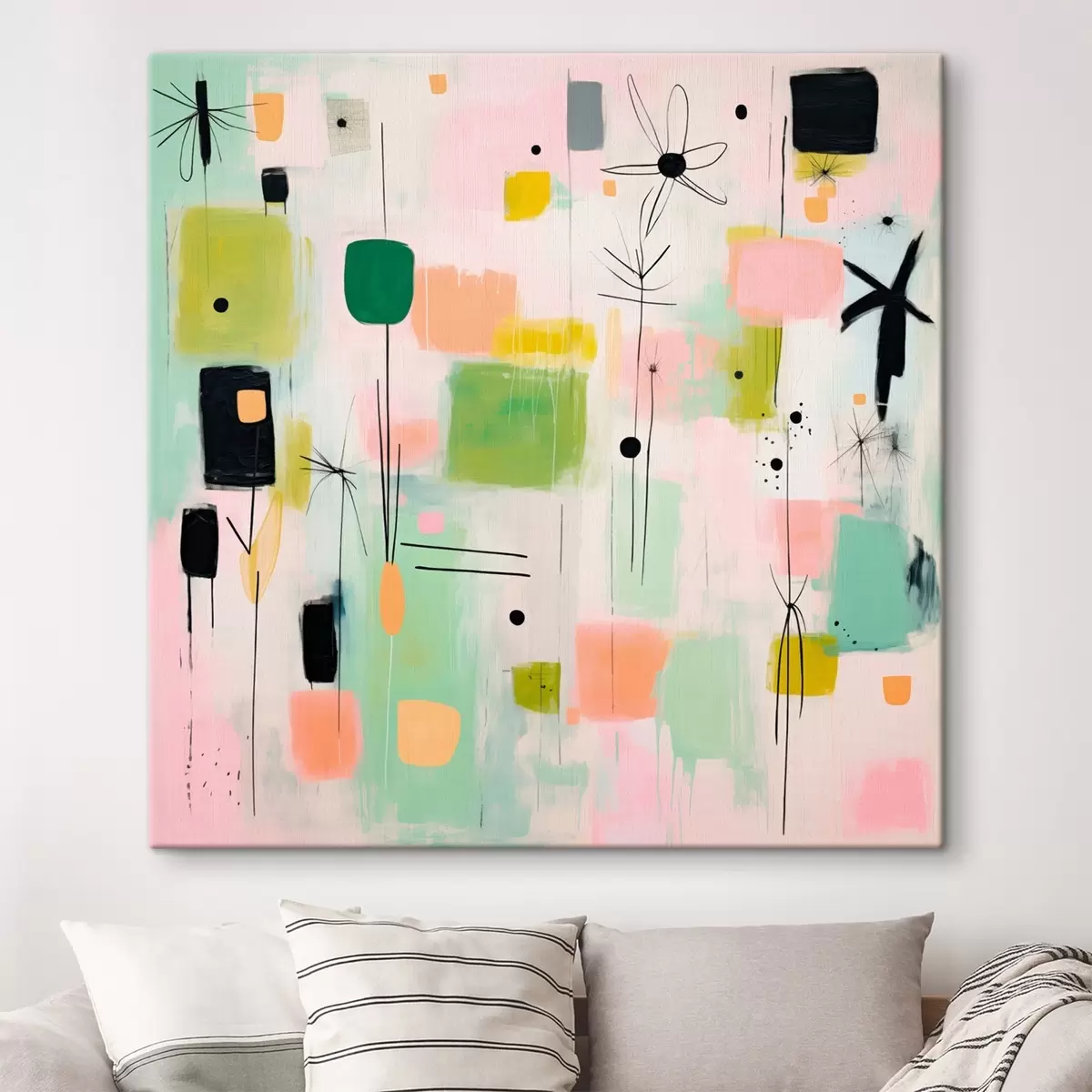 Glezna Abstraktas puķes, gaiša kompozīcija eļļas stilā s46325