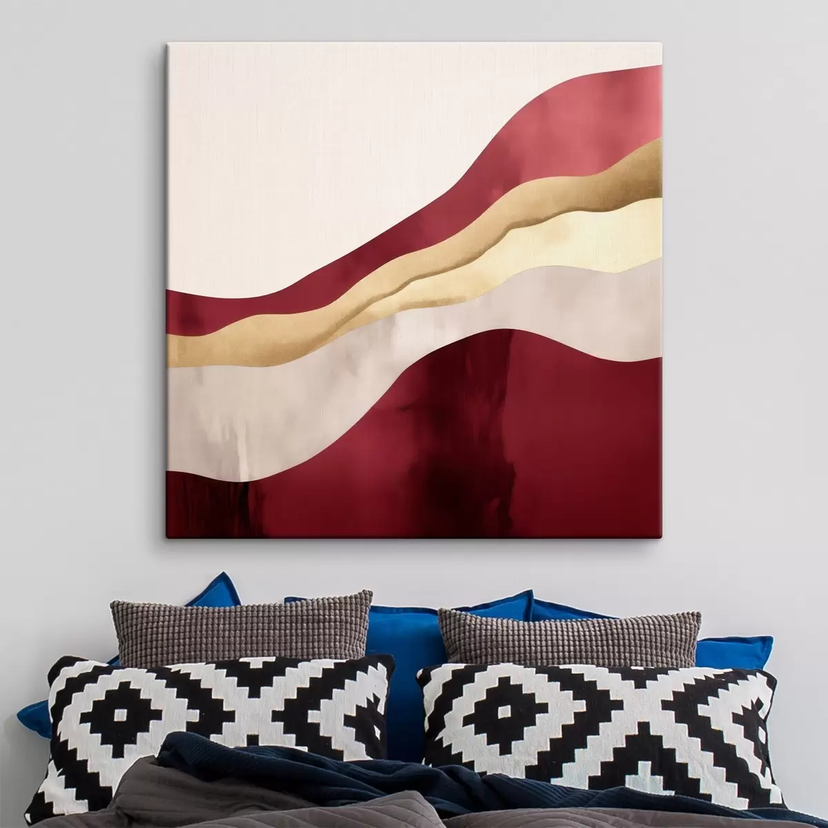 Glezna Burgundietis, rozā un smilškrāsas akcents, ģeometriskais stils s46331