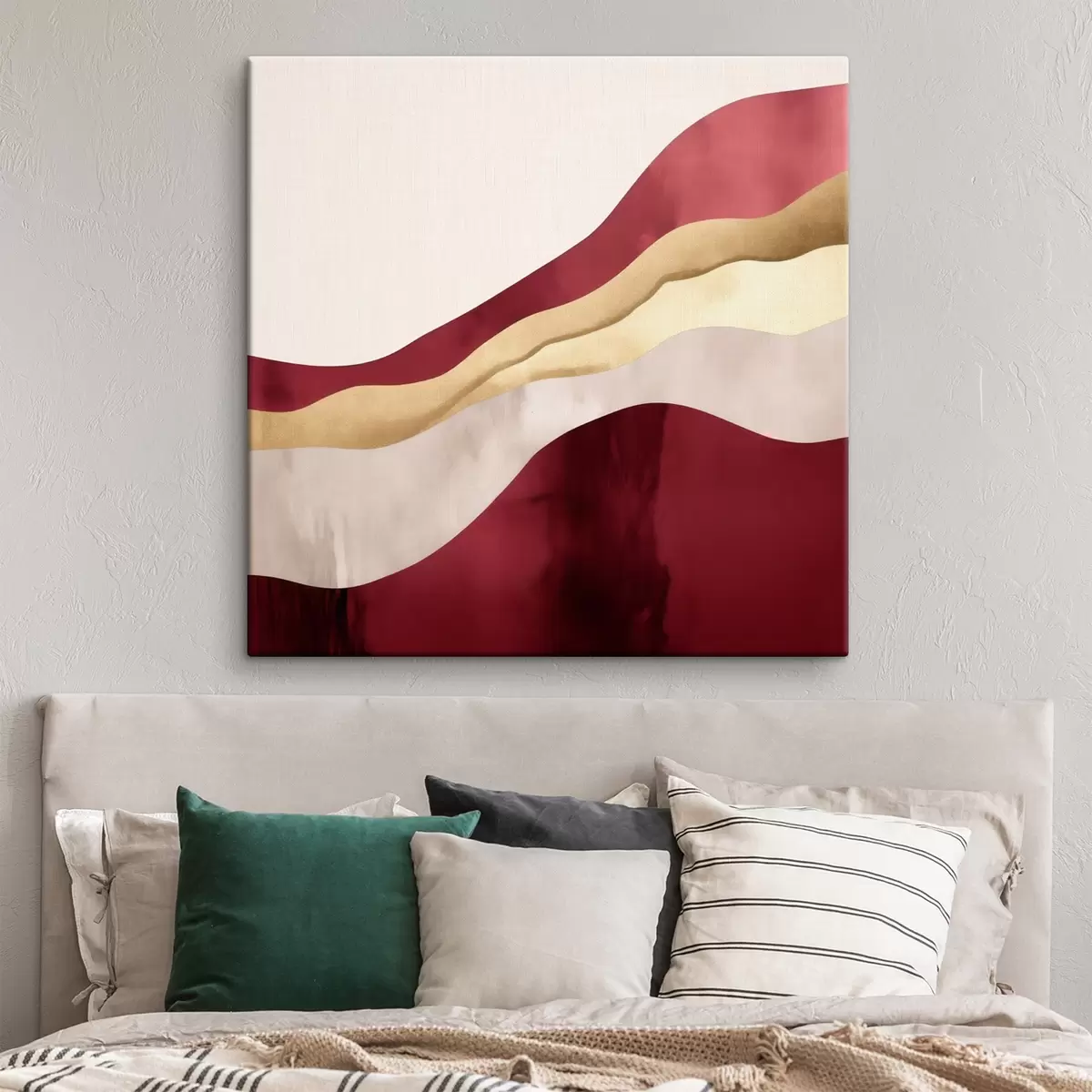 Glezna Burgundietis, rozā un smilškrāsas akcents, ģeometriskais stils s46331