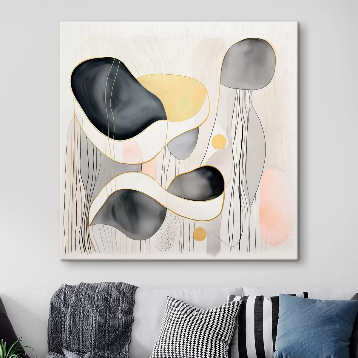 Glezna Neitrāls sastāvs, pelēki un smilšaini plankumi modernā stilā s46334