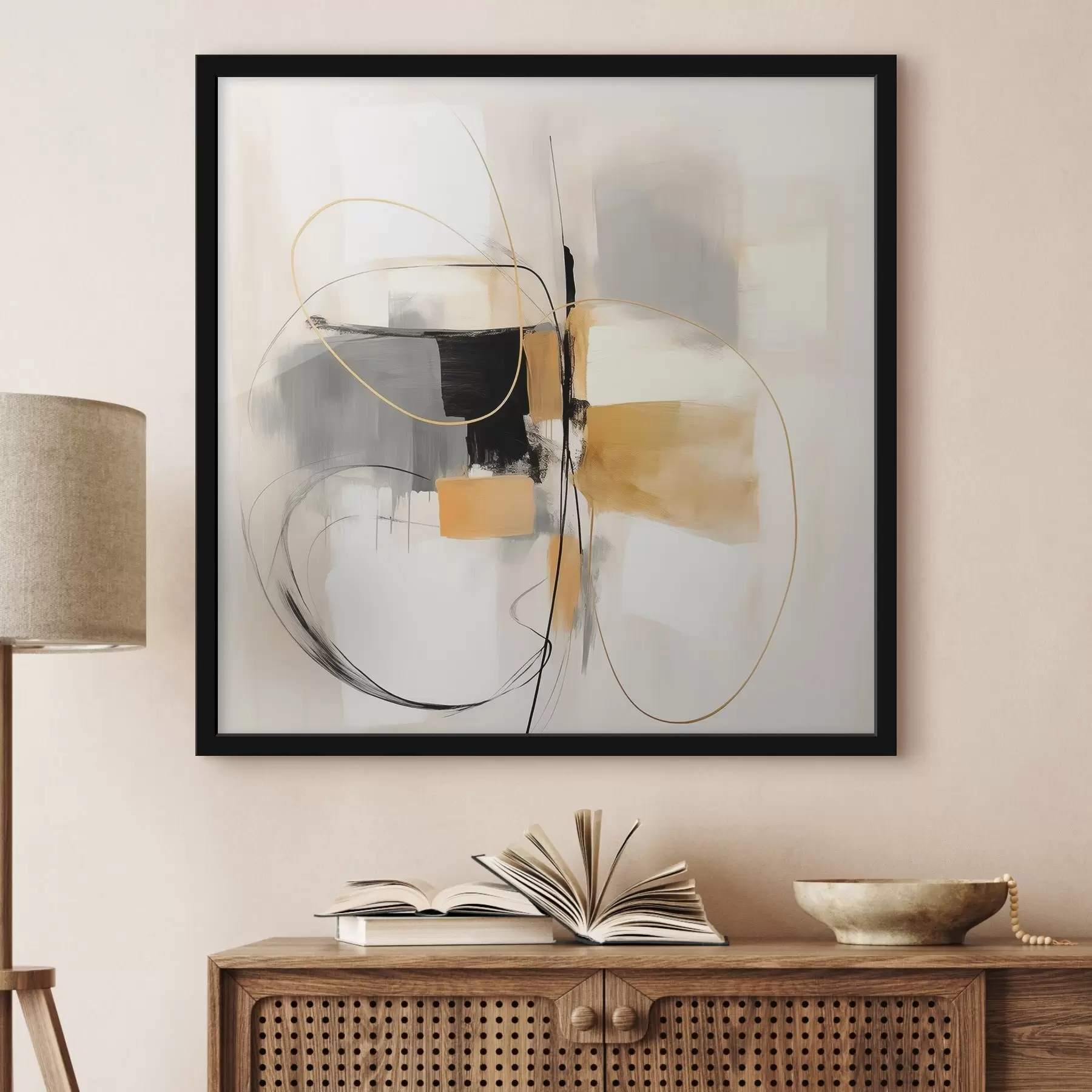 Fototapetes Abstrakts, līnijas un formas eļļas stilā f46322