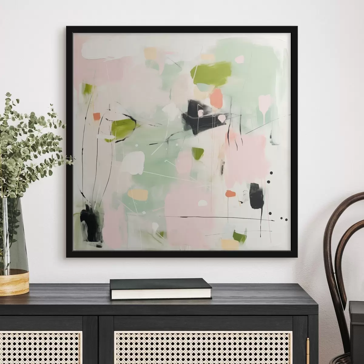 Plakāts Rozā un menta, pasteļtoņos krāsotas otas triepieni f46324