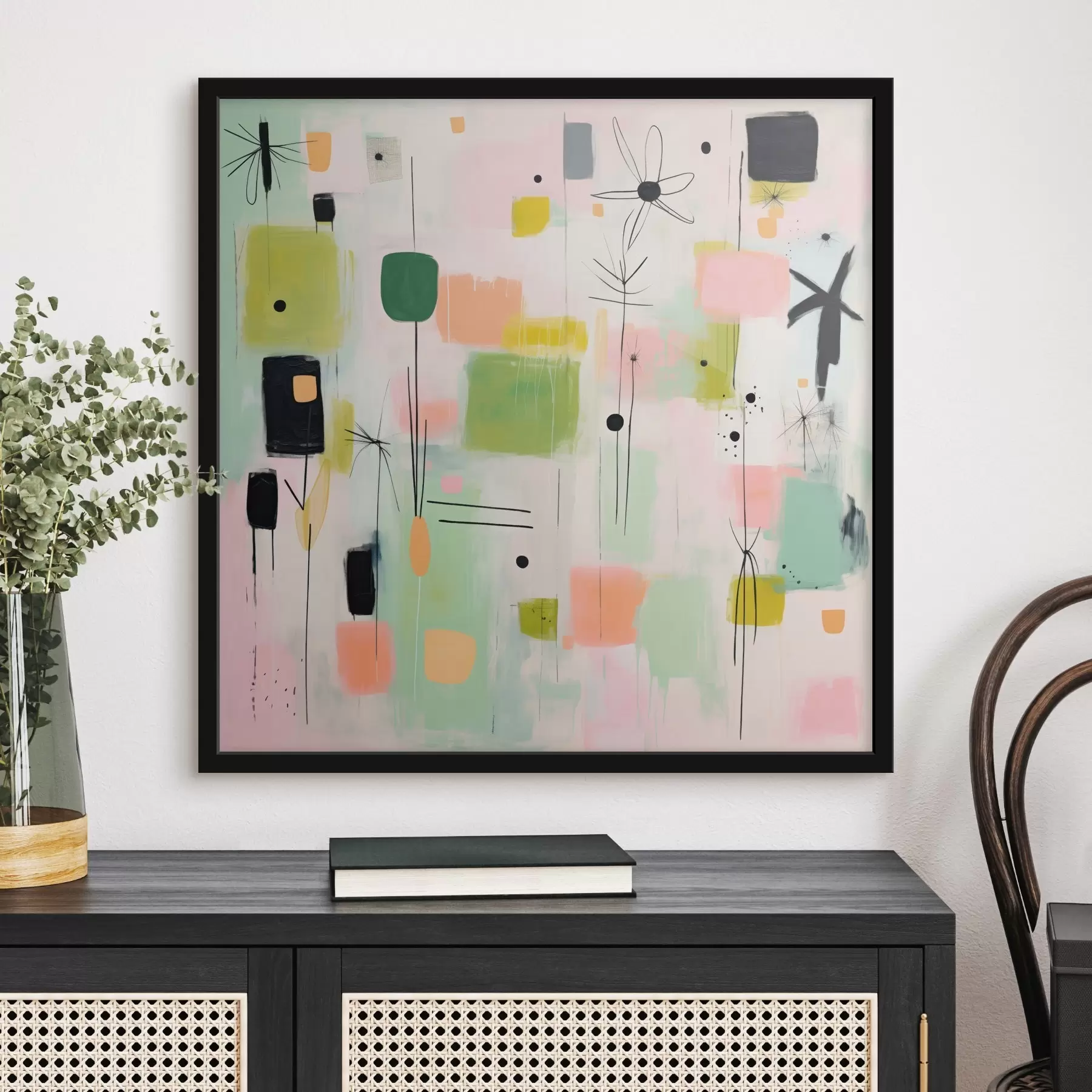 Fototapetes Abstraktas puķes, gaiša kompozīcija eļļas stilā f46325