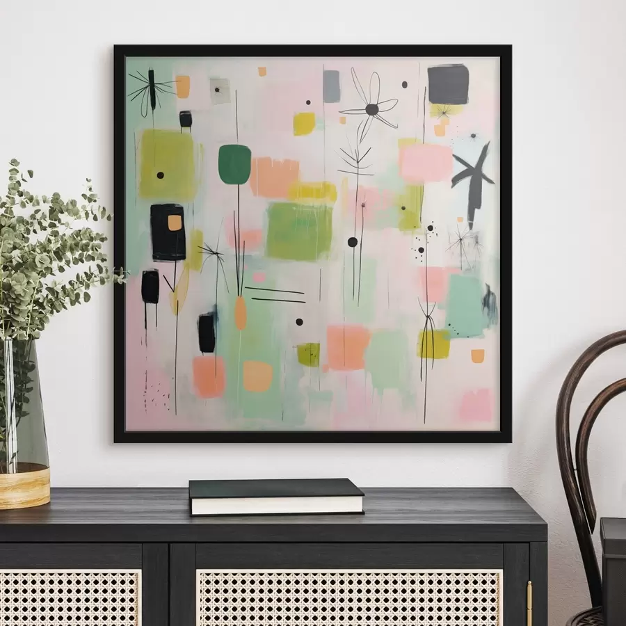 Fototapetes Abstraktas puķes, gaiša kompozīcija eļļas stilā f46325