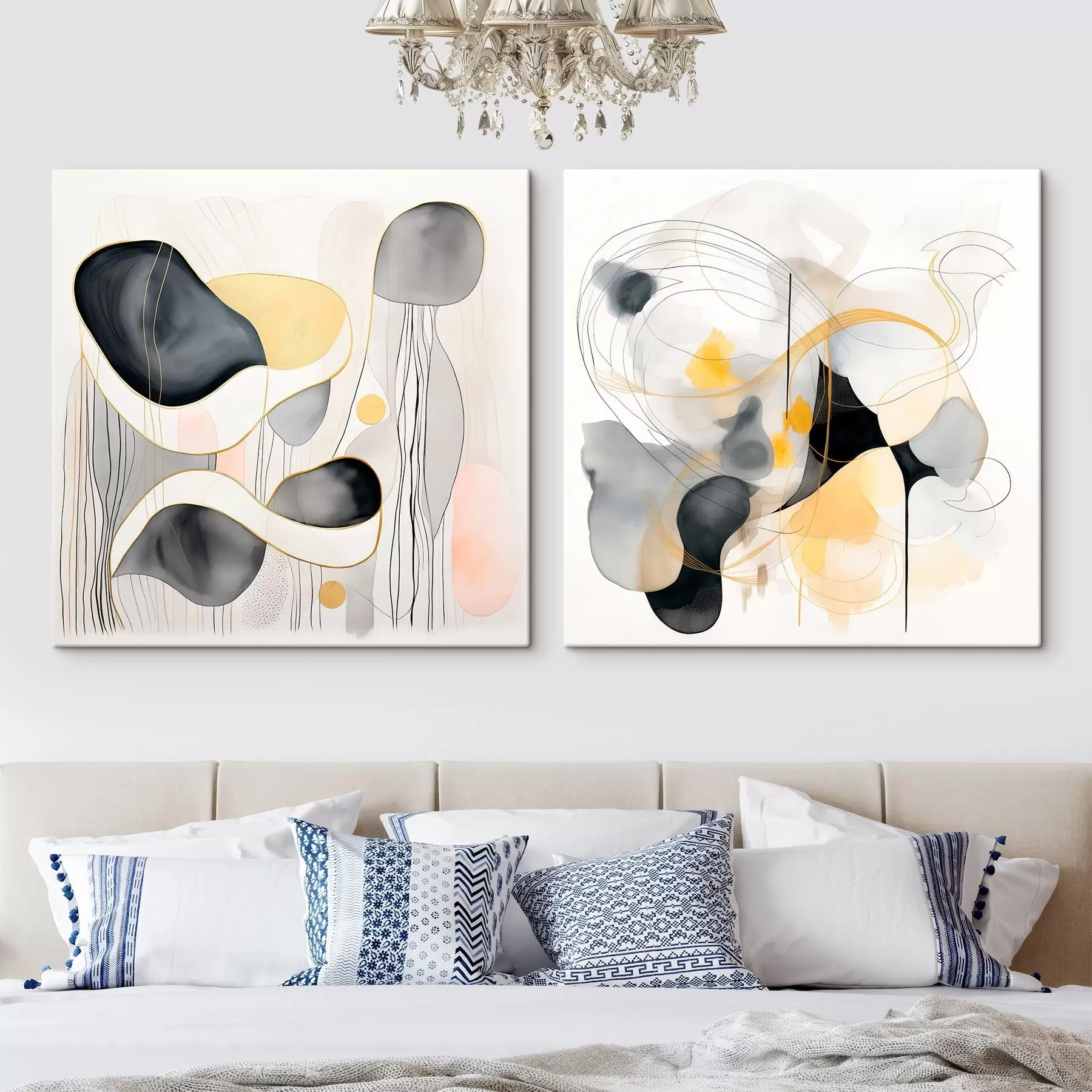 Glezna Monochroms un dzeltenais akcents abstrakcijas stilā m00905